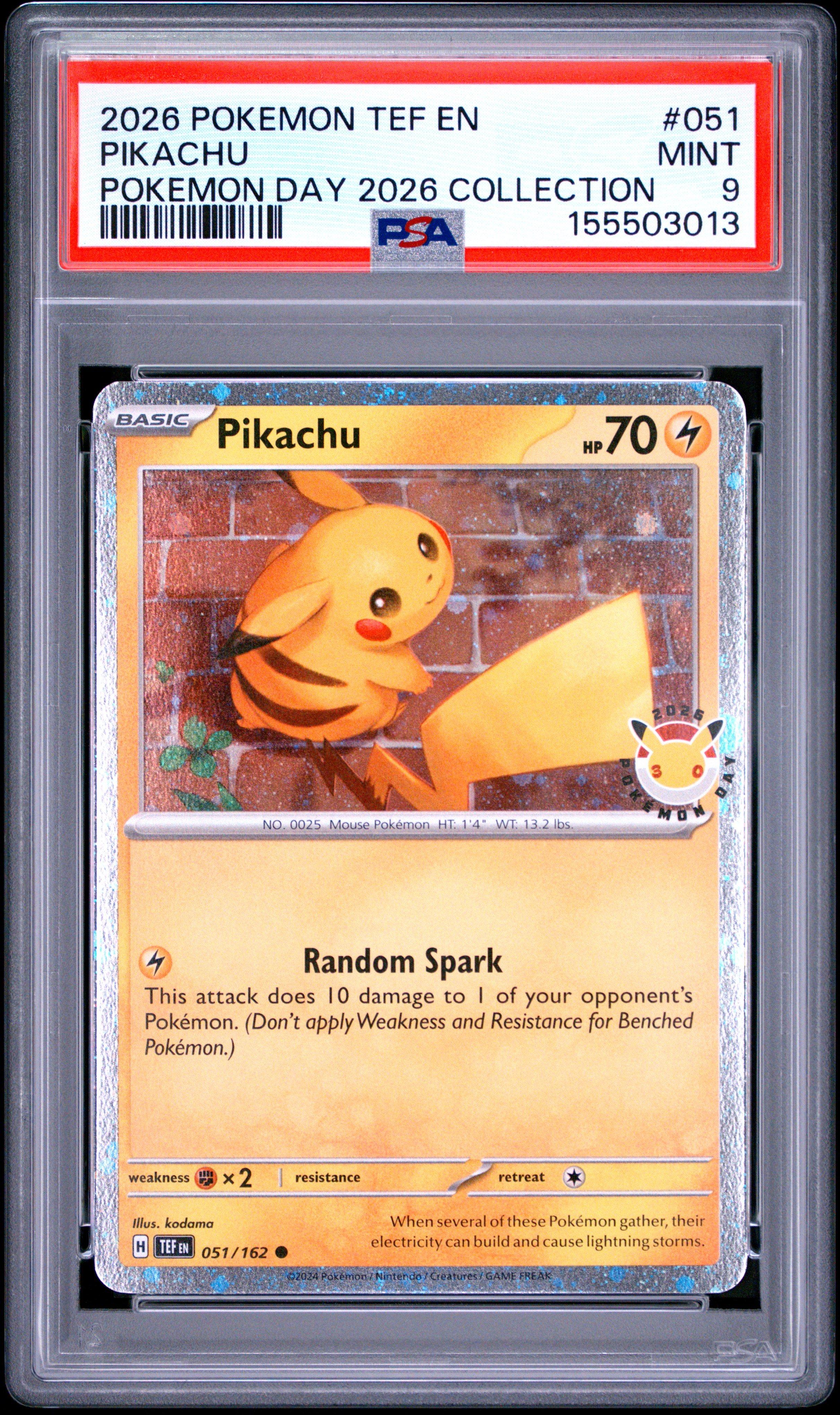 2026 Pokemon Tef En-temporal Forces 051 Pikachu Pokemon Day 2026