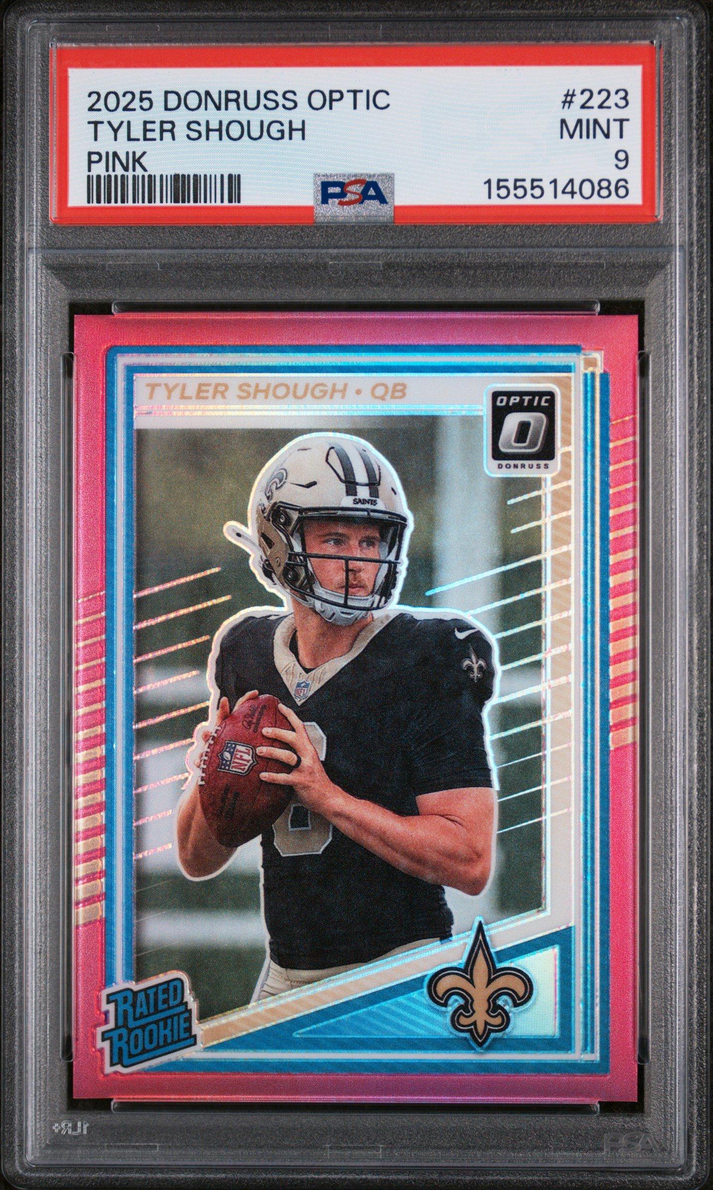 2025 Panini Donruss Optic 223 Tyler Shough Pink PSA 9 Graded Card