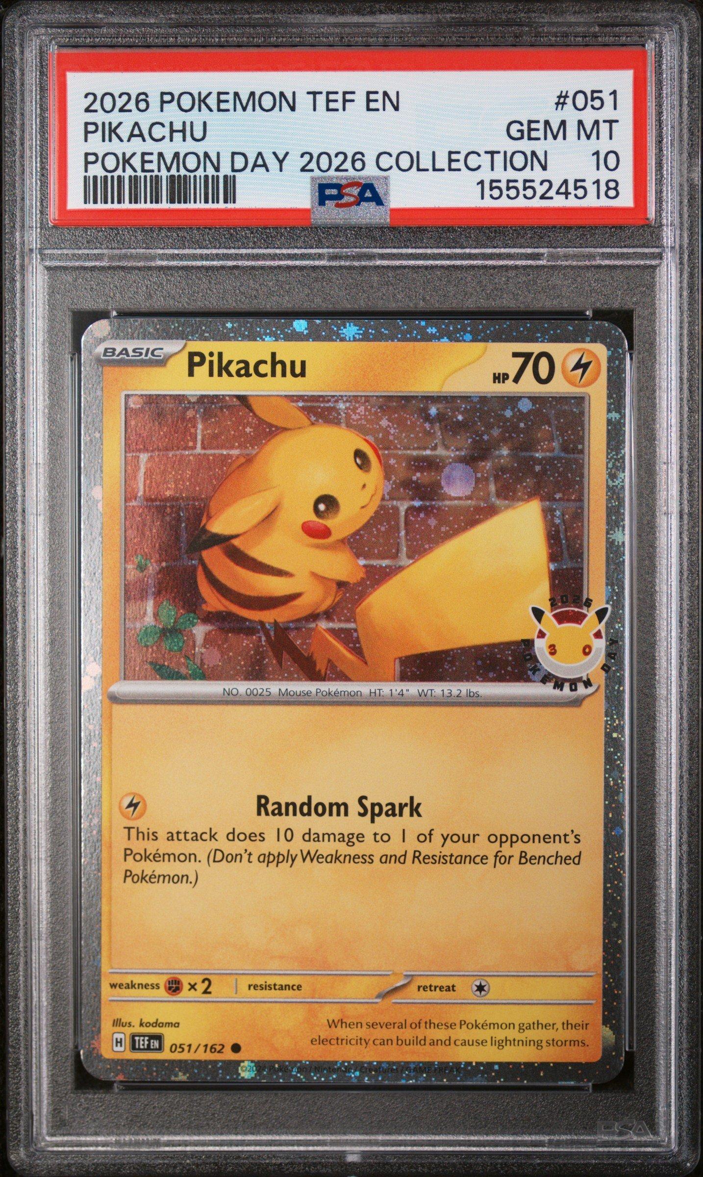 2026 Pokemon Tef En-temporal Forces 051 Pikachu Pokemon Day 2026