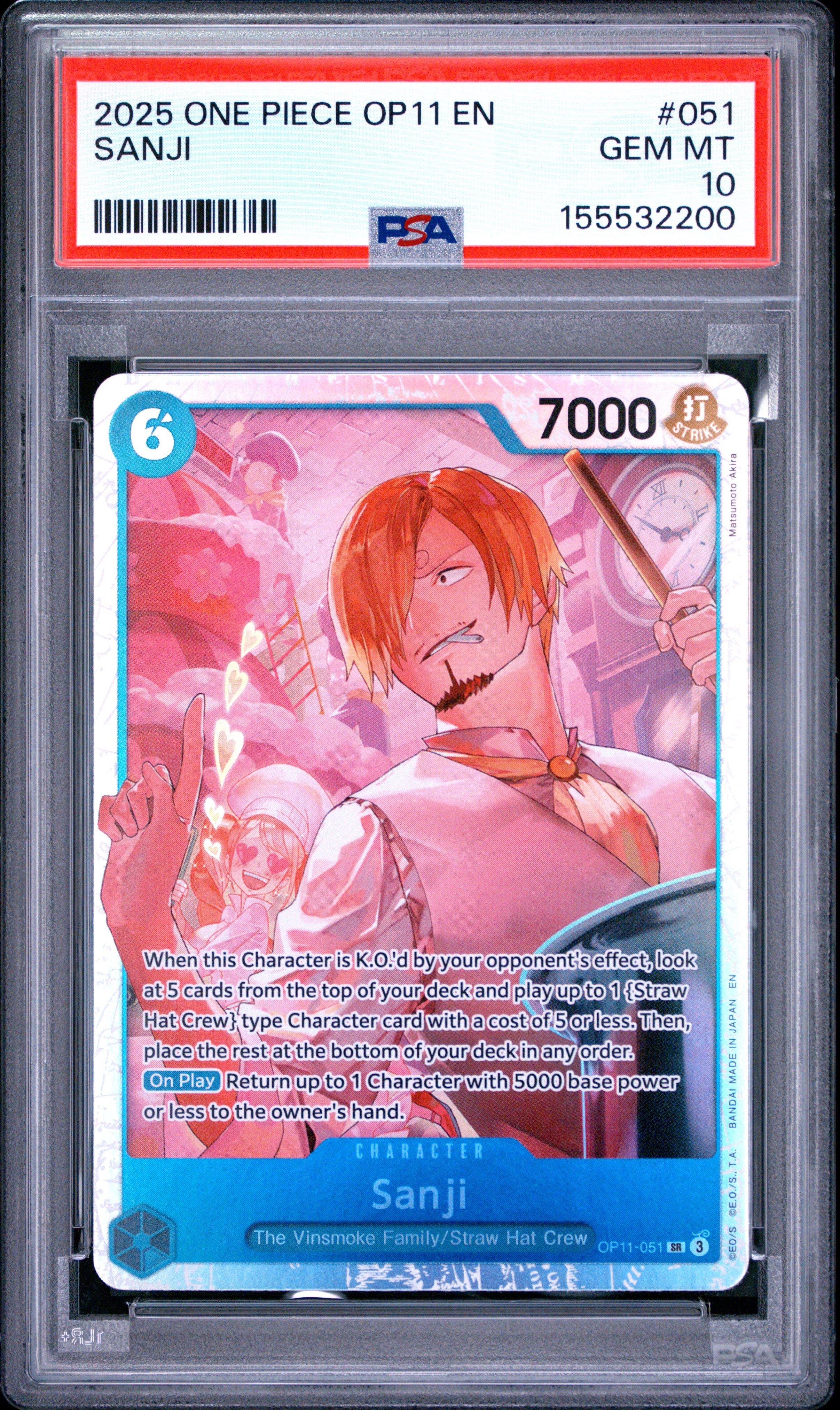 2025 One Piece Op11-a Fist Of Divine Speed 051 Sanji PSA 10 Graded