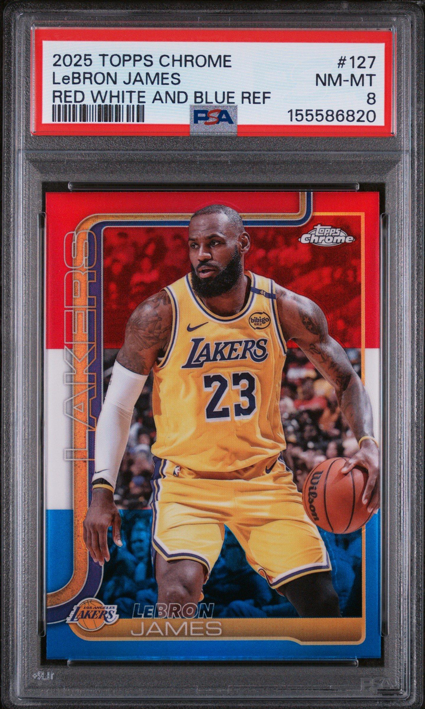 2025 Topps Chrome 127 Lebron James Red White And Blue Refractor