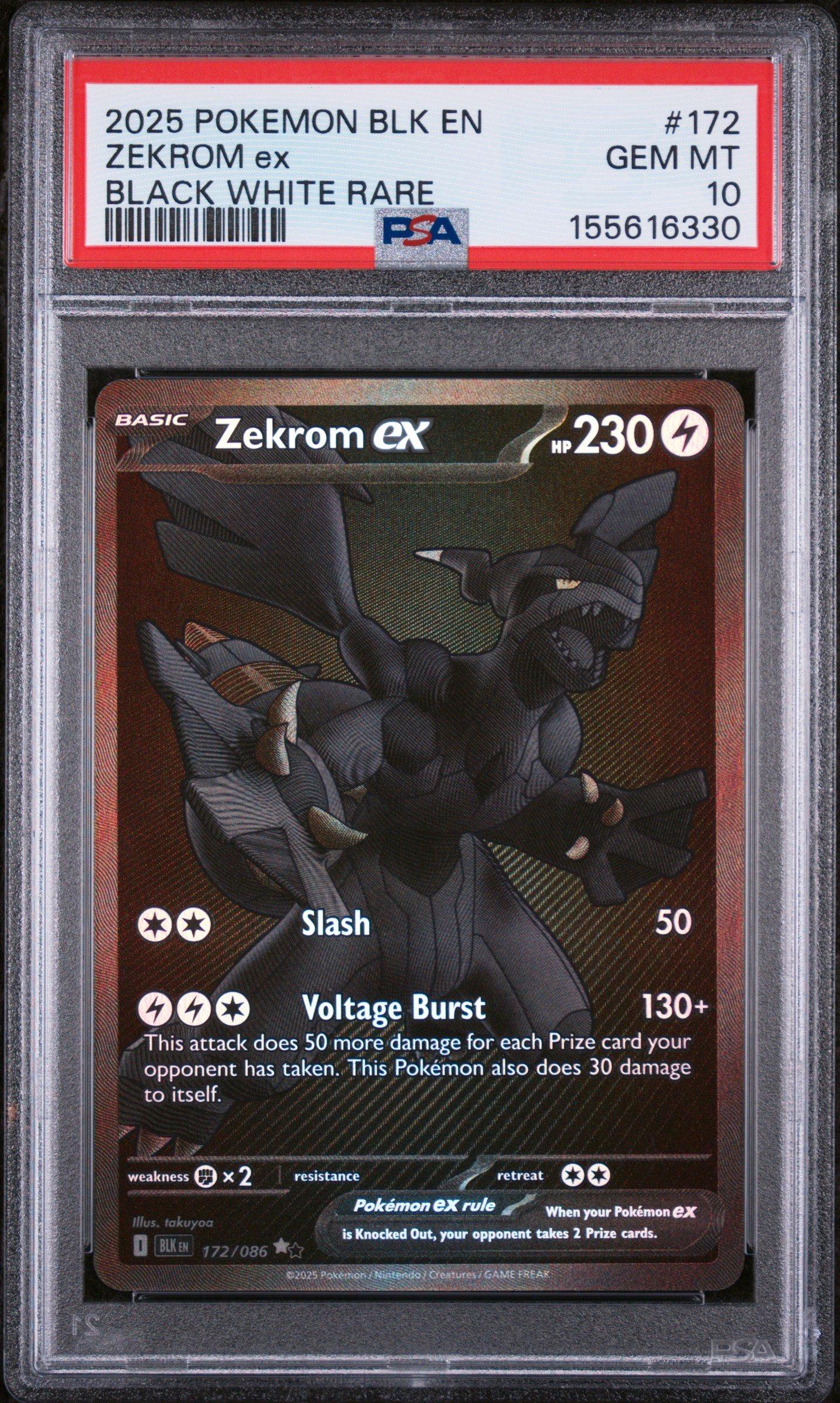 2025 Pokemon Blk En-black Bolt 172 Zekrom Ex Black White Rare PSA 10 Graded  Card | GameStop