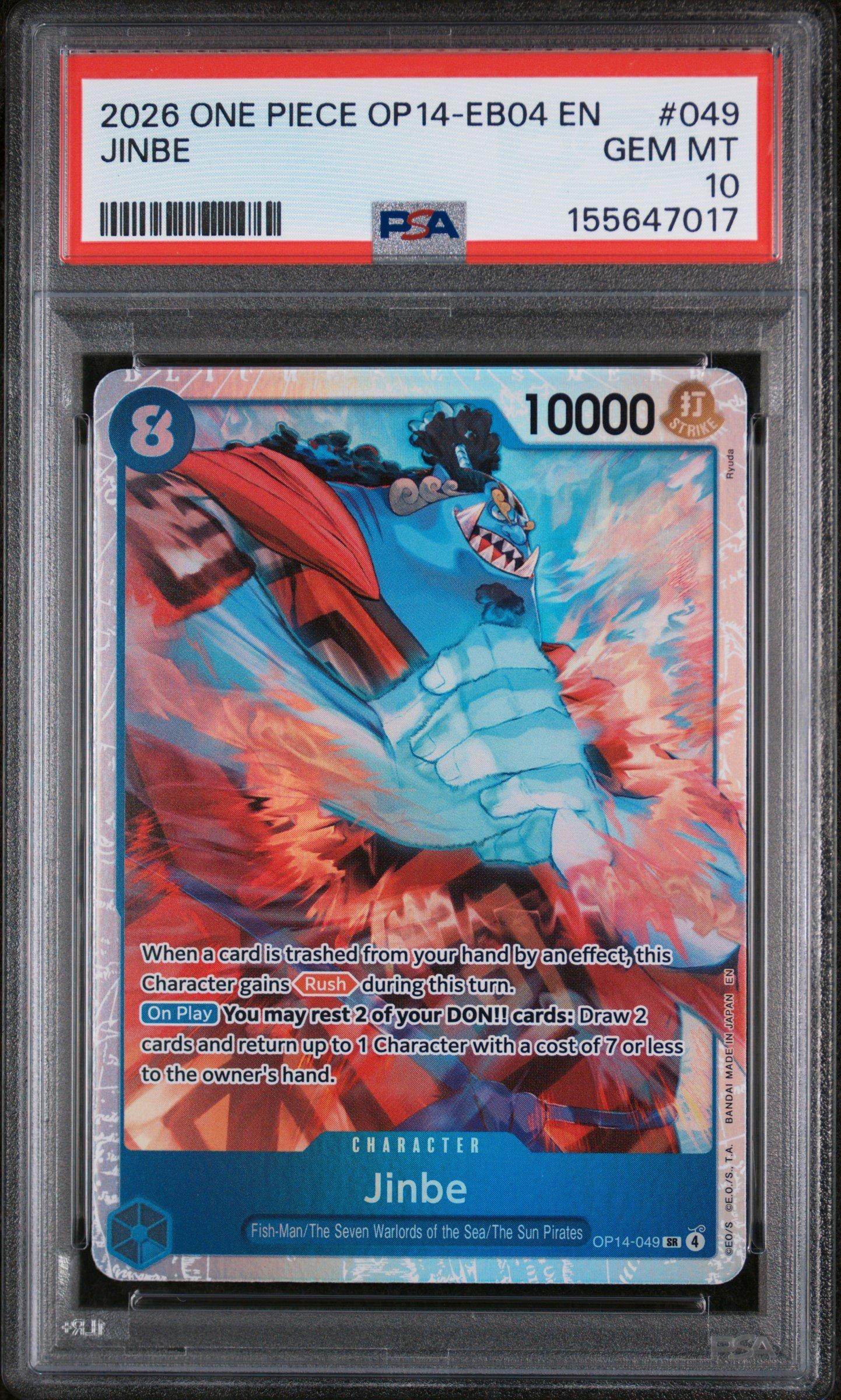 2026 One Piece Op14-eb04-the Azure Sea's Seven 049 Jinbe PSA 10