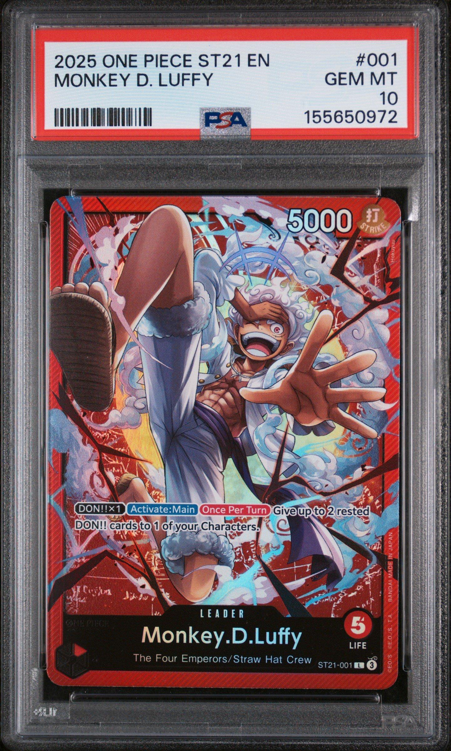 2025 One Piece Starter Deck St21-ex Gear 5 001 Monkey D. Luffy PSA