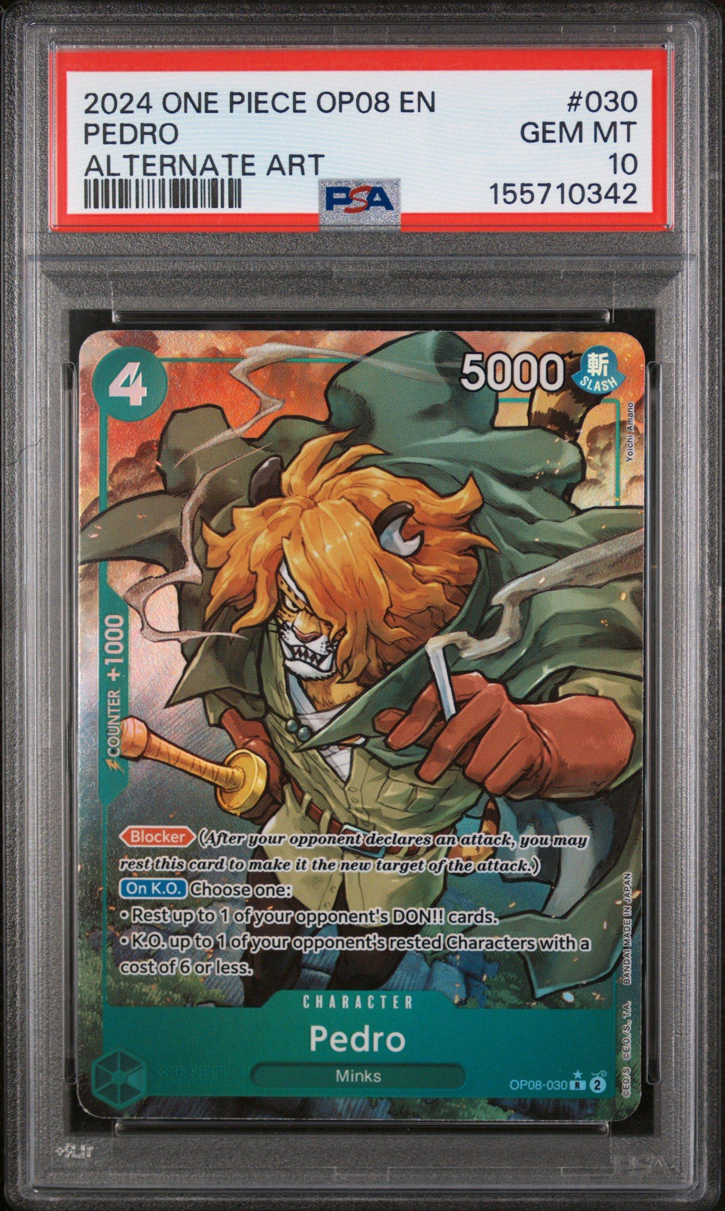 2024 One Piece Op08-two Legends 030 Pedro Alternate Art PSA 10