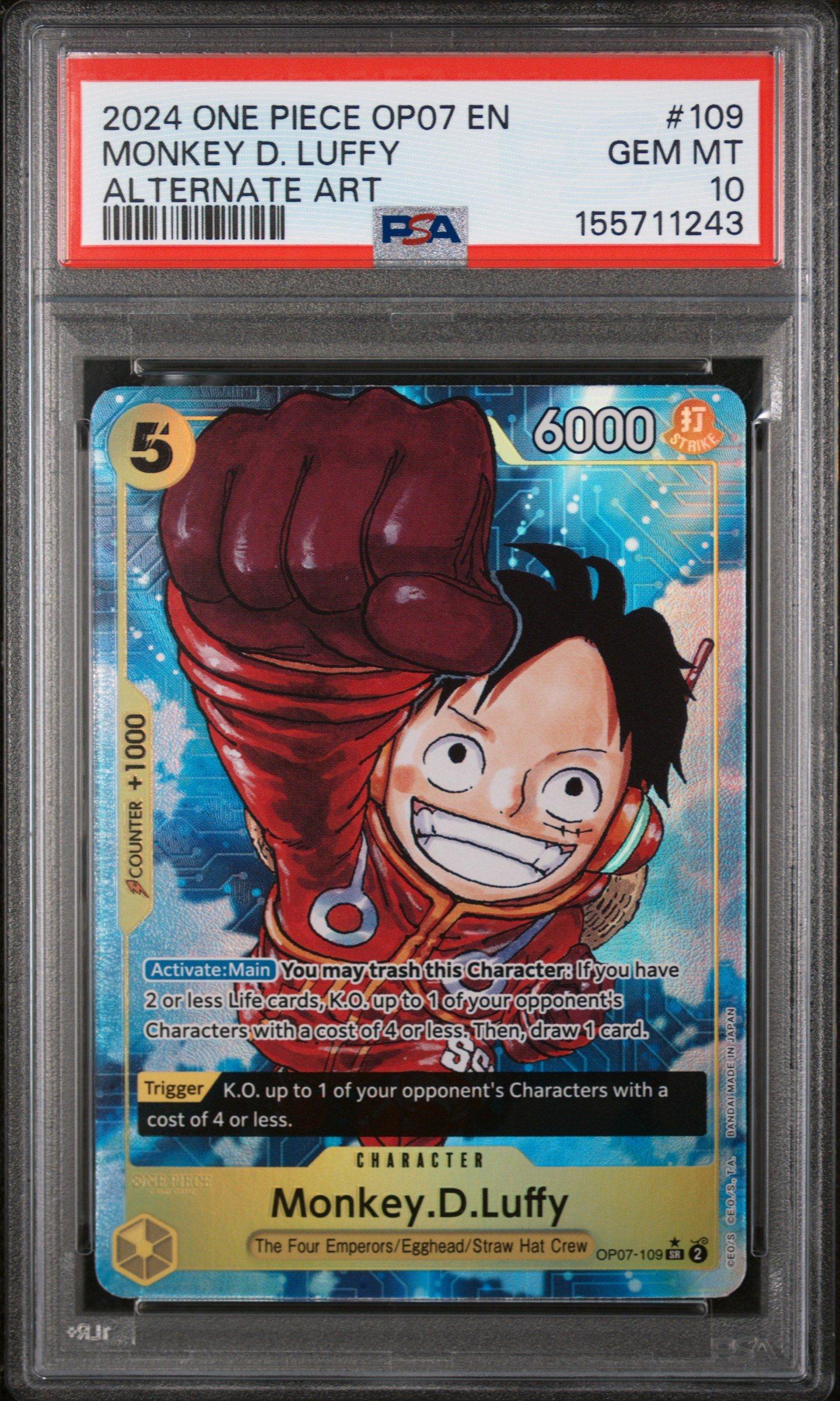 PSA10 OP07 LUFFY ALTERNATE ART ルフィ 2024 One Piece Op07-500 Years In The Future 109 Monkey D. Luffy