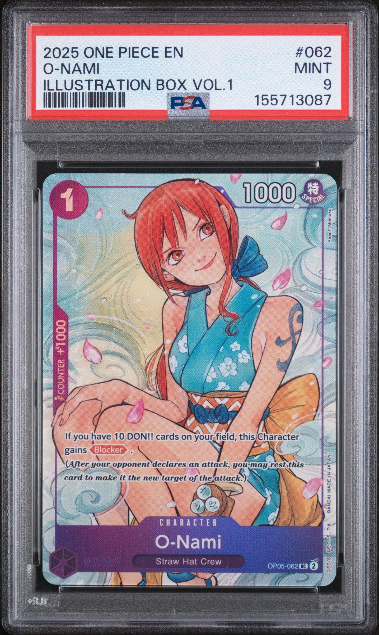 2025 One Piece Promos 062 O-nami Illustration Box Vol.1 PSA 9