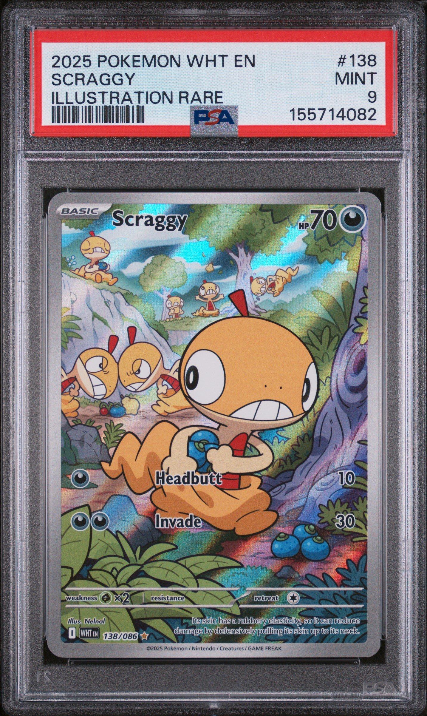 2025 Pokemon Wht En-white Flare 138 Scraggy Illustration Rare PSA