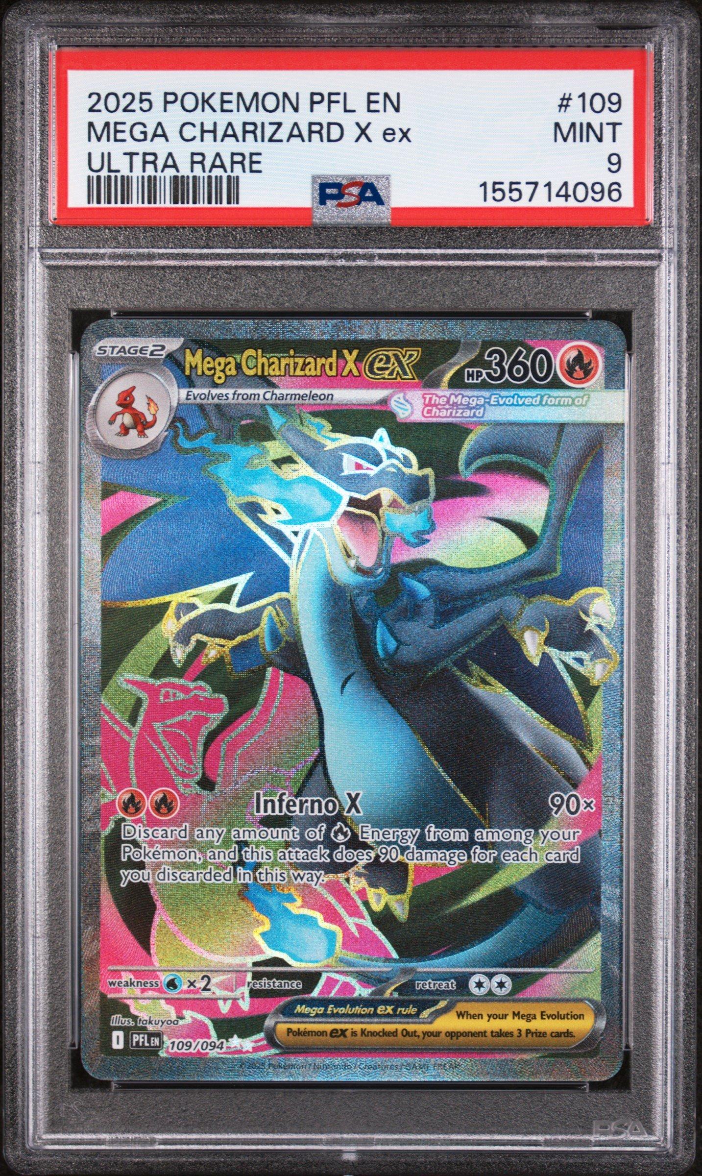 2025 Pokemon Pfl En-phantasmal Flames 109 Mega Charizard X Ex