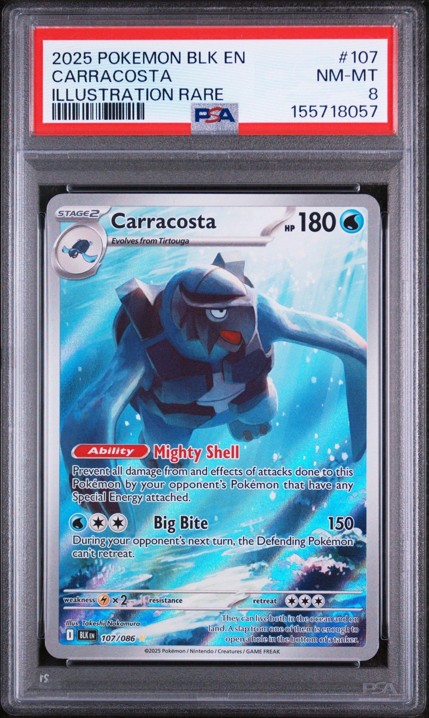 2025 Pokemon Blk En-Black Bolt 107 Carracosta Illustration Rare PSA 8