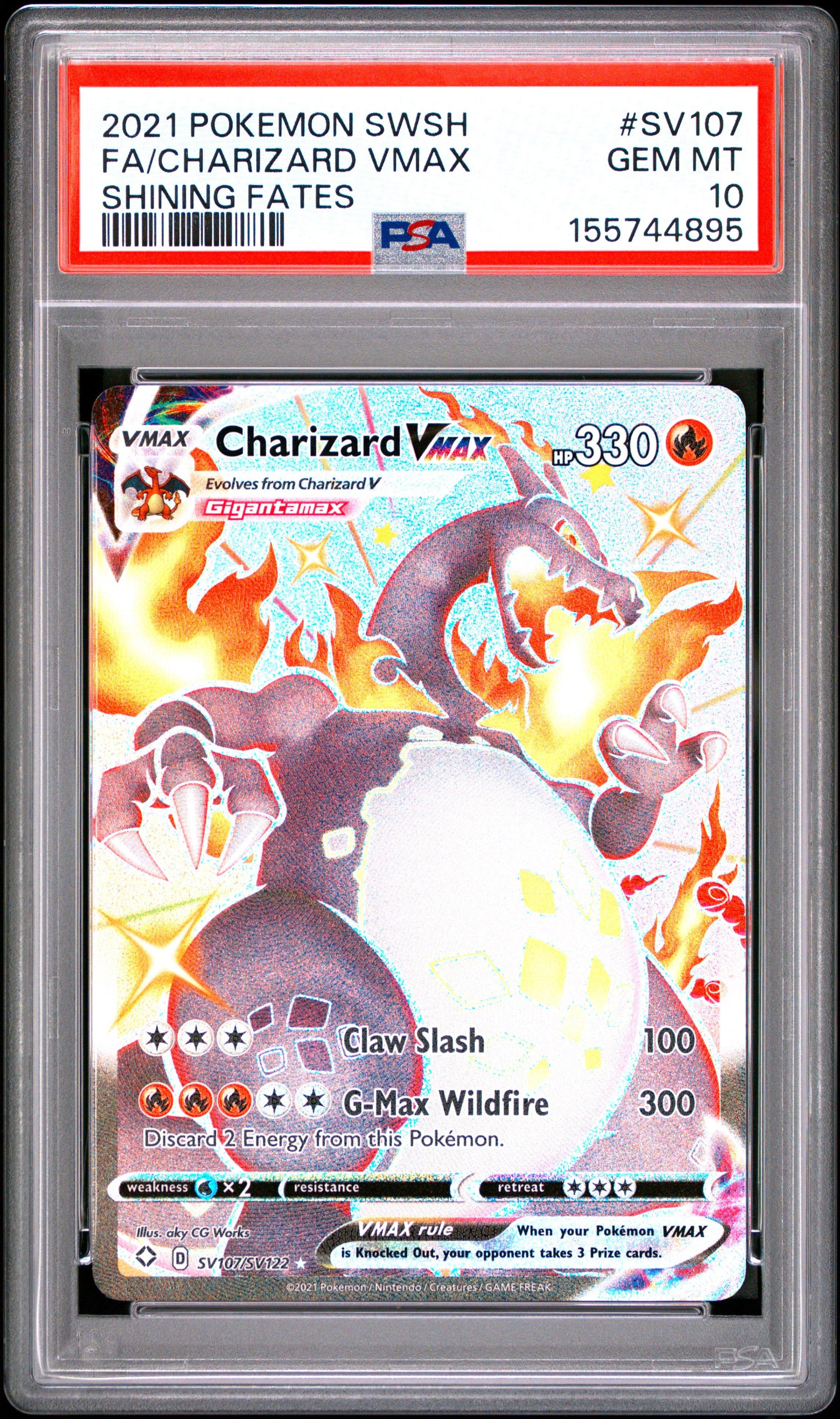 shiny charizard vmax pokemon cards Shining Fates SV107/SV122 PSA 10 [Colorless][Colorless][Colorless] Claw Slash 100 Shiny Charizard V Gx Vmax