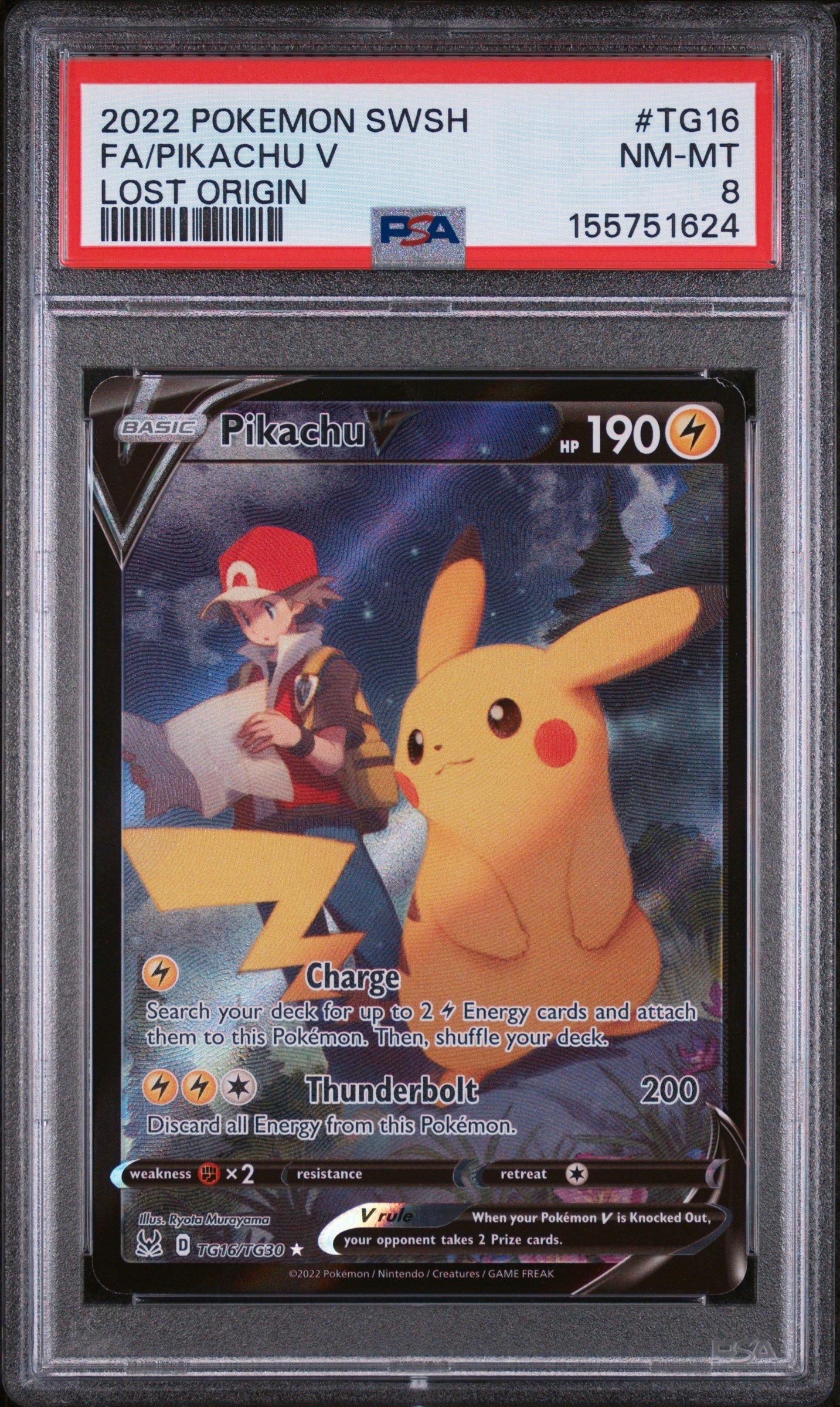 Pikachu V PSA 8 トレーディングカード 2022 Pokemon Sword & Shield Lost Origin Tg16 Full Art/pikachu V