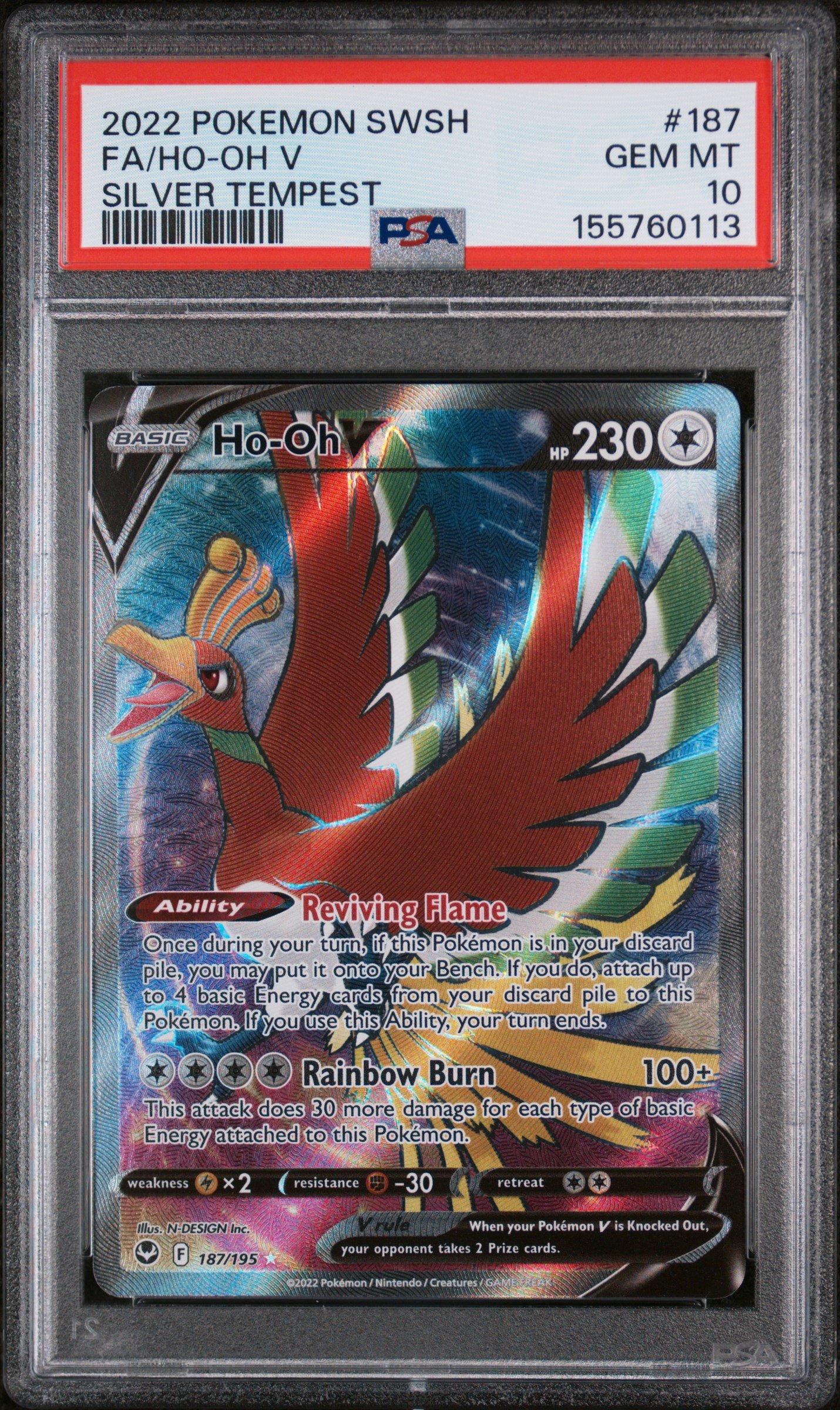 2022 Pokemon Sword & Shield Silver Tempest 187 Full Art/ho-oh V