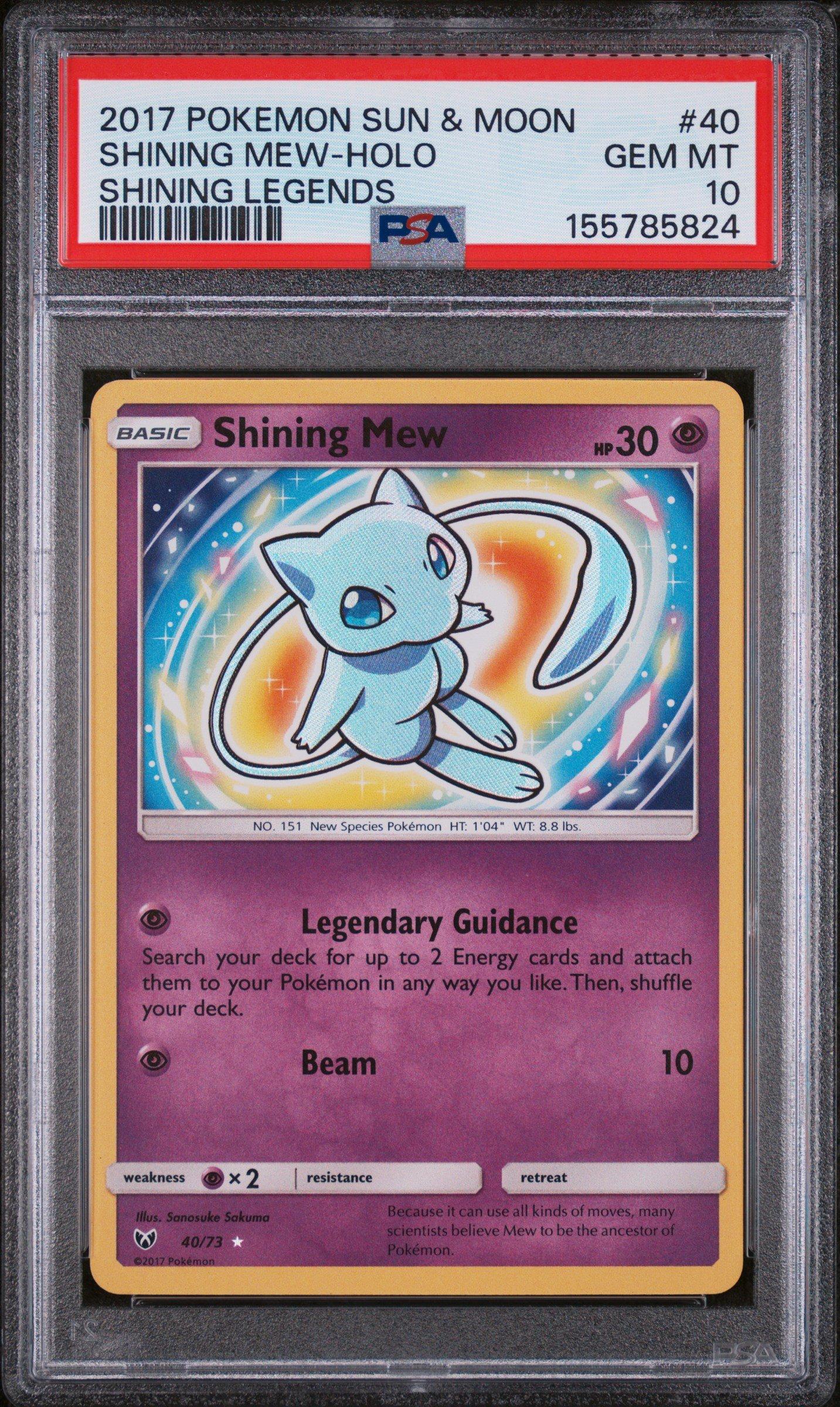 2017 Pokemon Sun & Moon Shining Legends 40 Shining Mew-holo PSA 10