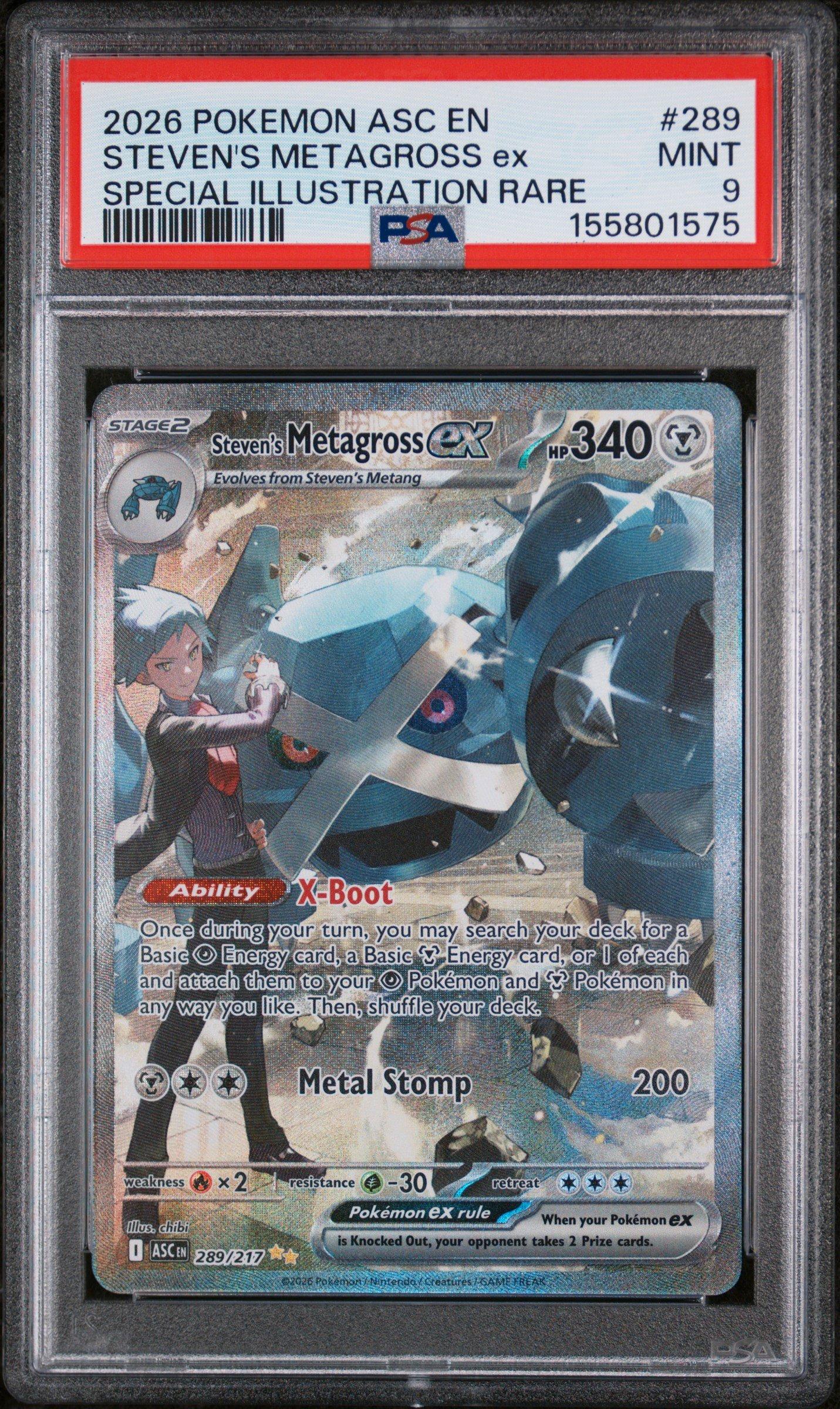 2026 Pokemon Asc En-Ascended Heroes 289 Stevens Metagross Ex Special Illustration Rare PSA 9