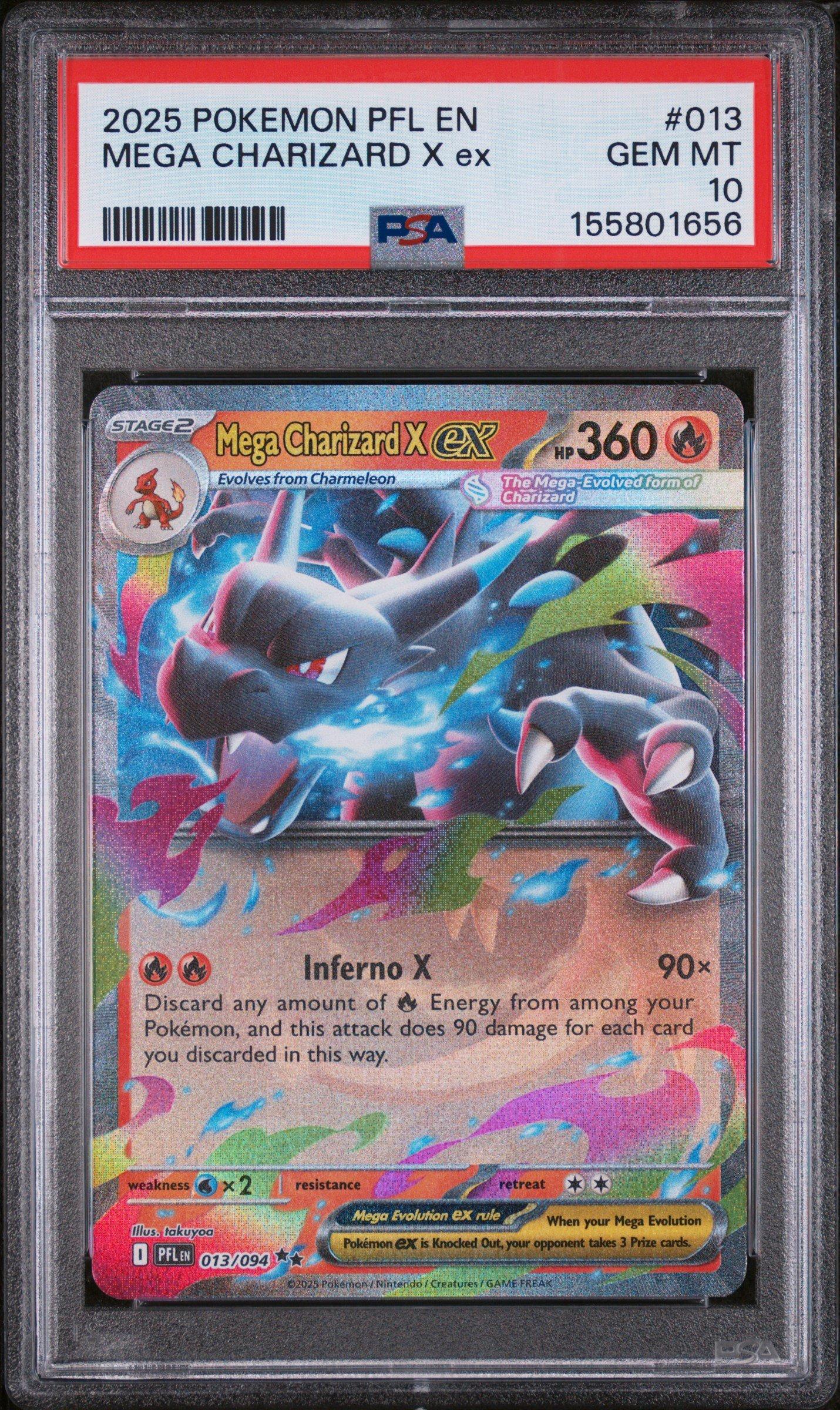 2025 Pokemon Pfl En-phantasmal Flames 013 Mega Charizard X Ex PSA