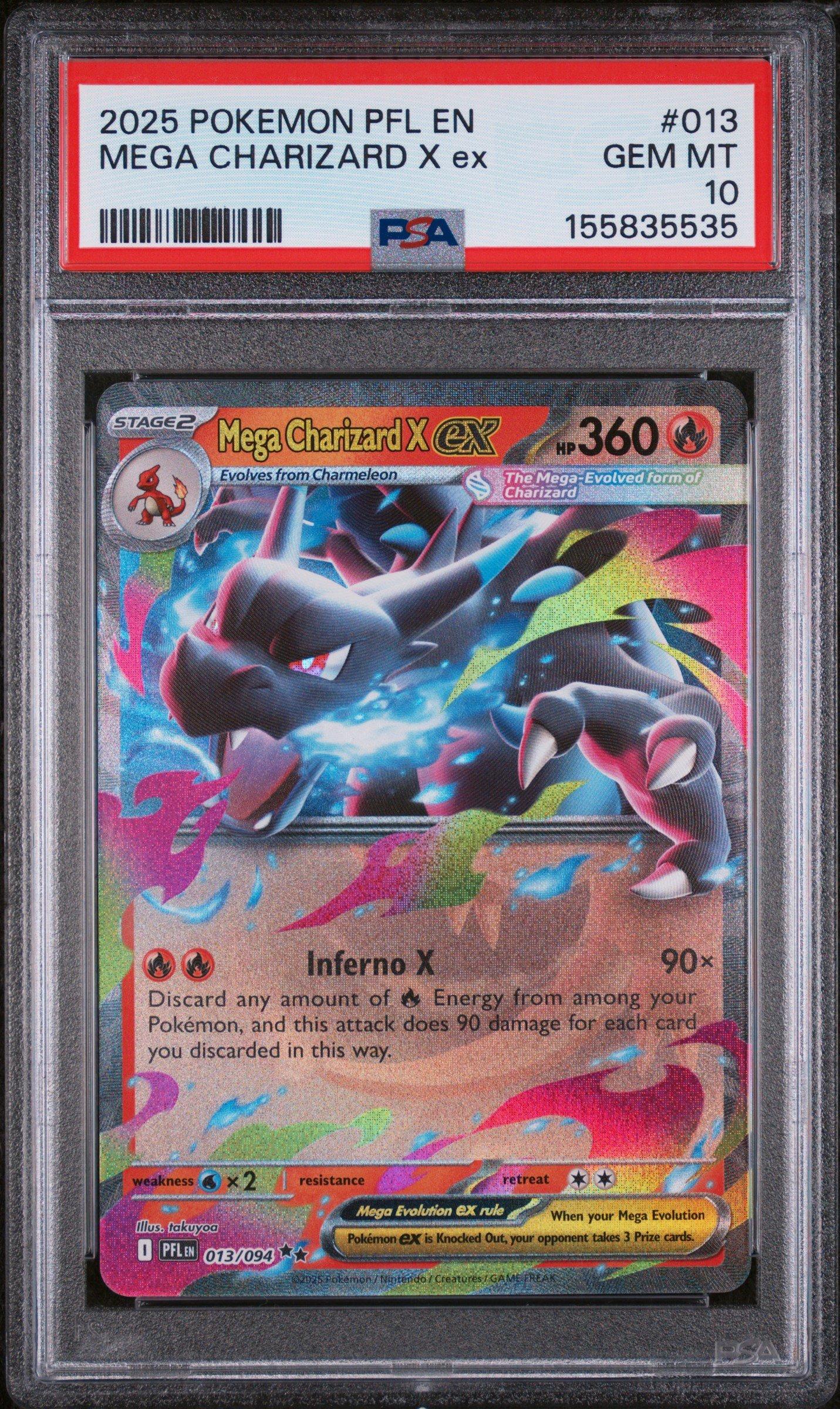 2025 Pokemon Pfl En-phantasmal Flames 013 Mega Charizard X Ex PSA