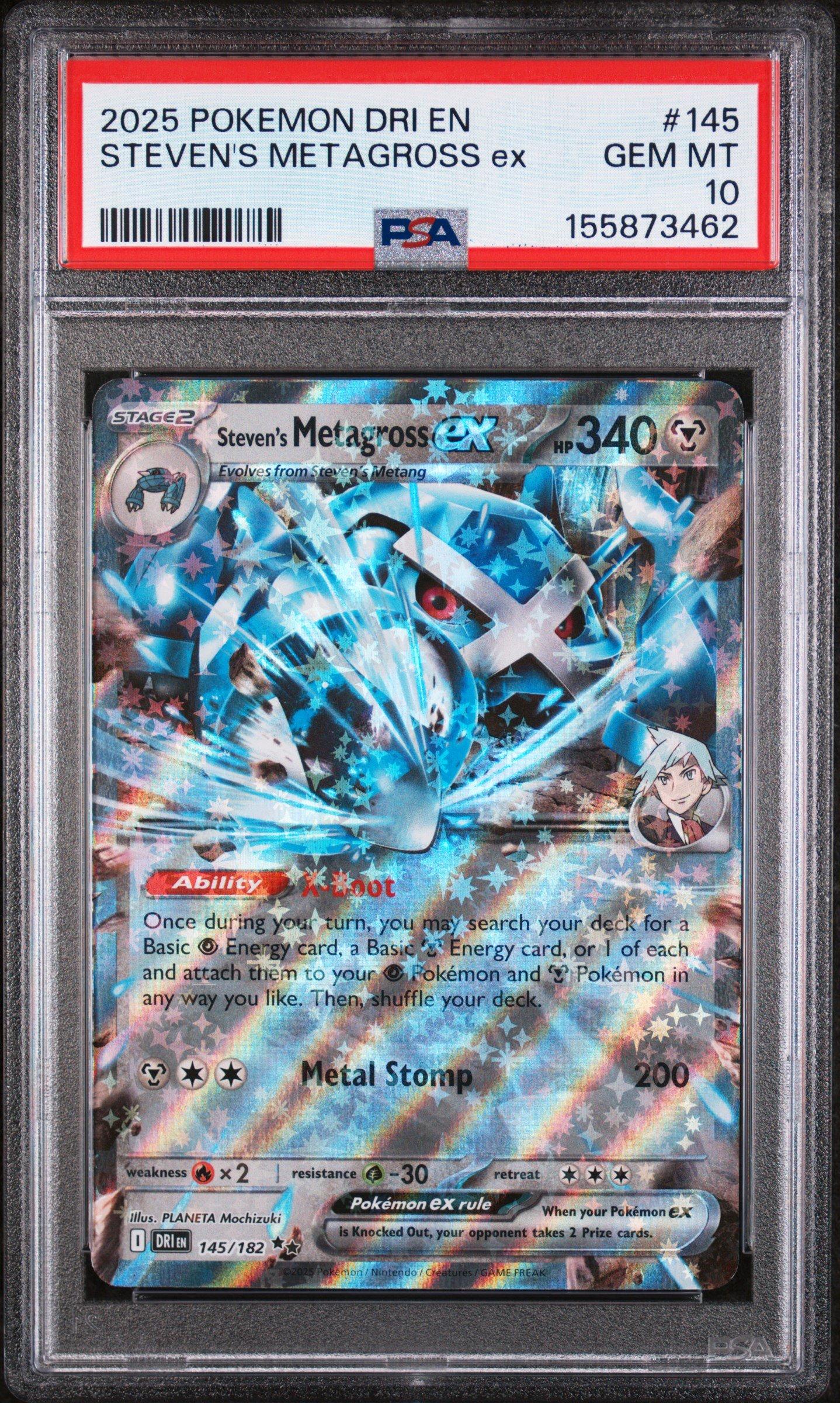 2025 Pokemon Dri En-destined Rivals 145 Steven's Metagross Ex PSA