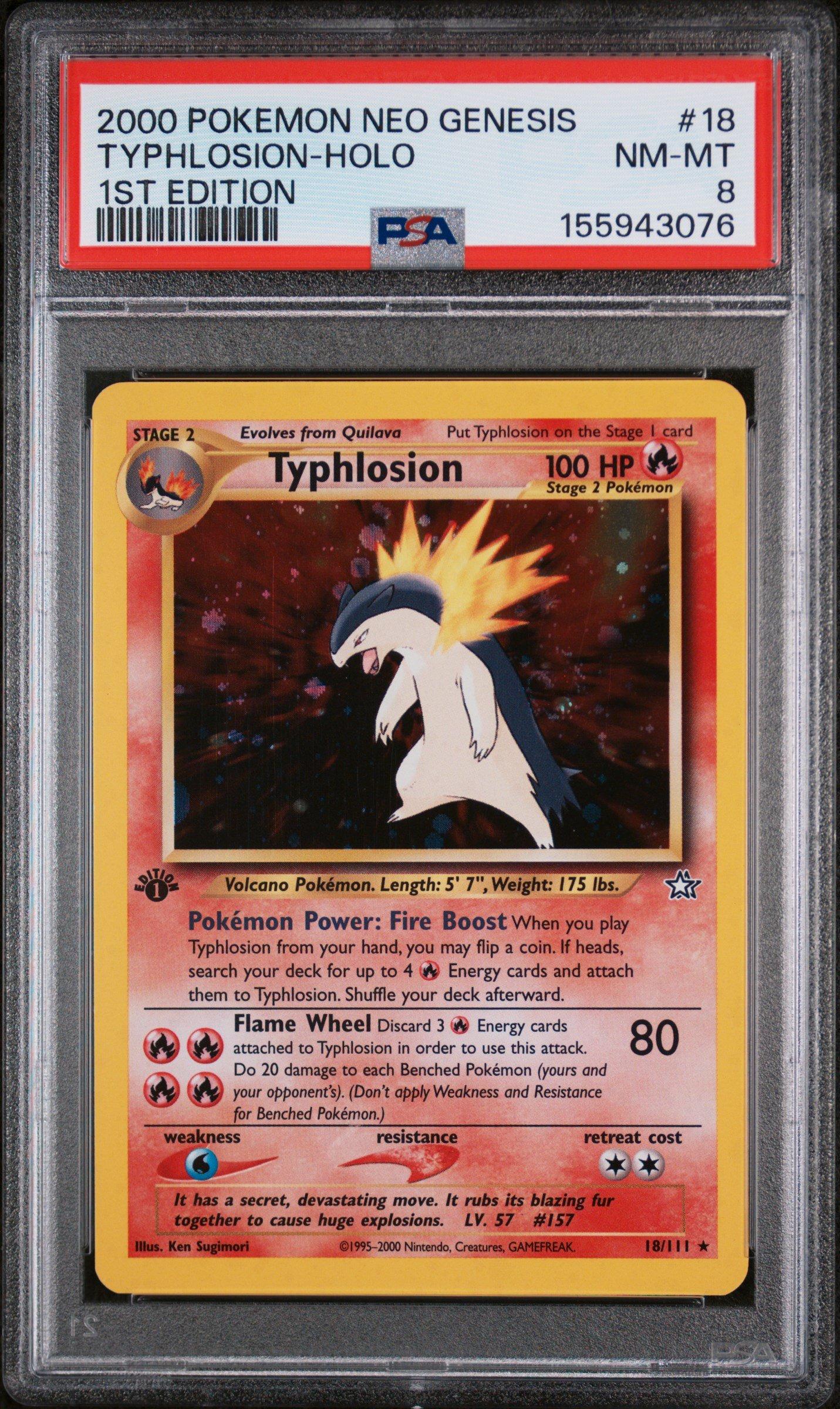 2000 Pokemon Neo Genesis 1st Edition 18 Typhlosion-holo PSA 8