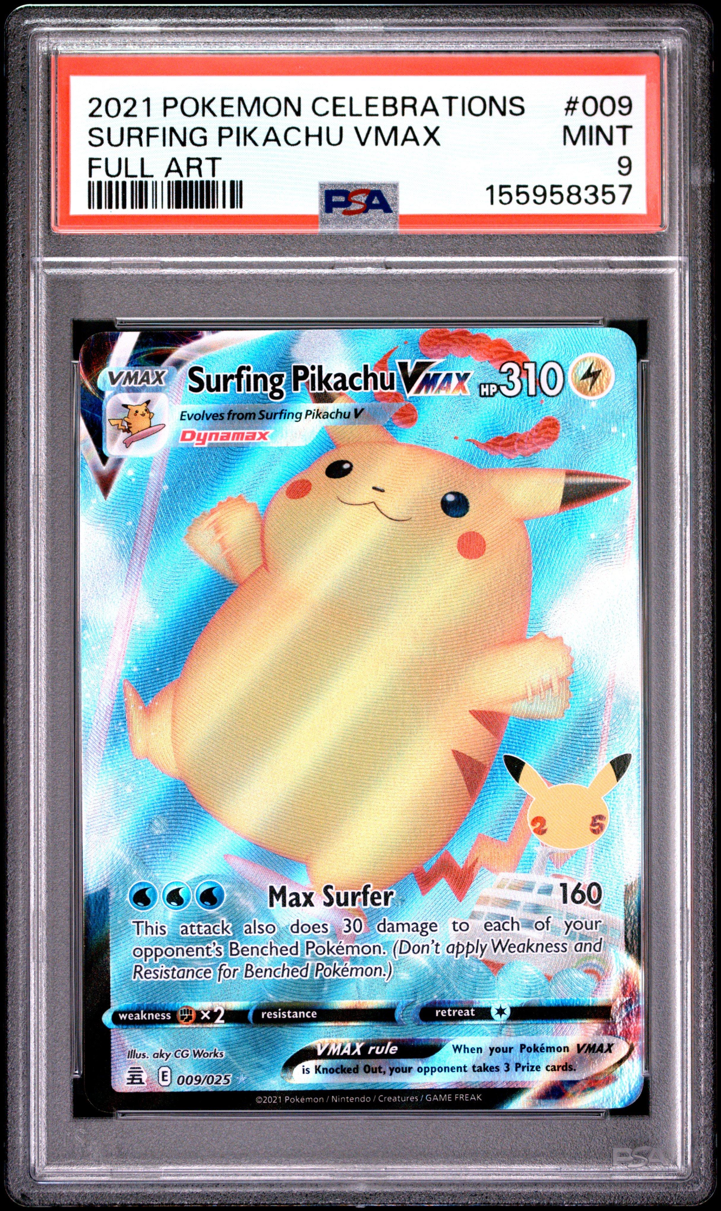 2021 Pokemon Celebrations 009 Full Art/surfing Pikachu Vmax PSA 9