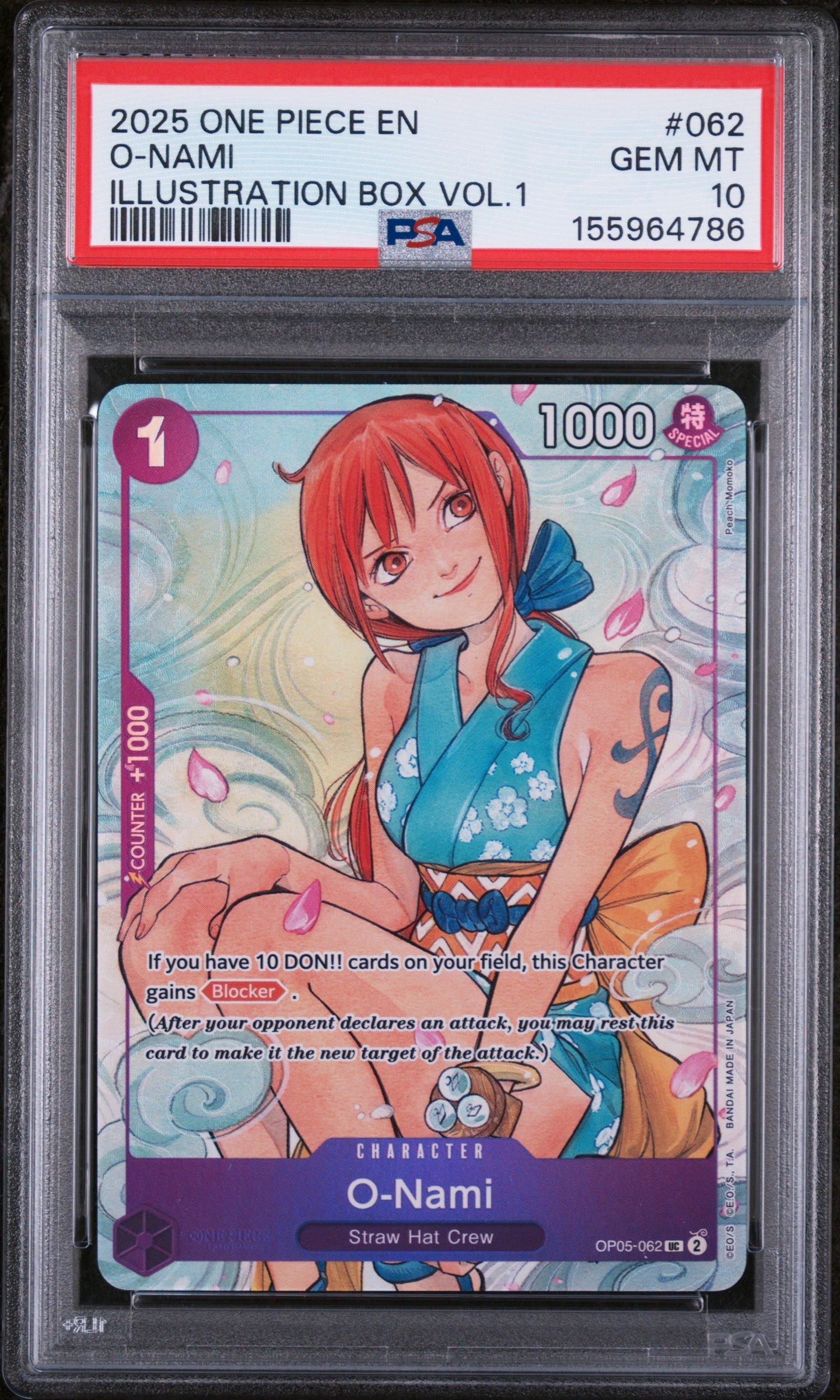 2025 One Piece Promos 062 O-nami Illustration Box Vol.1 PSA 10