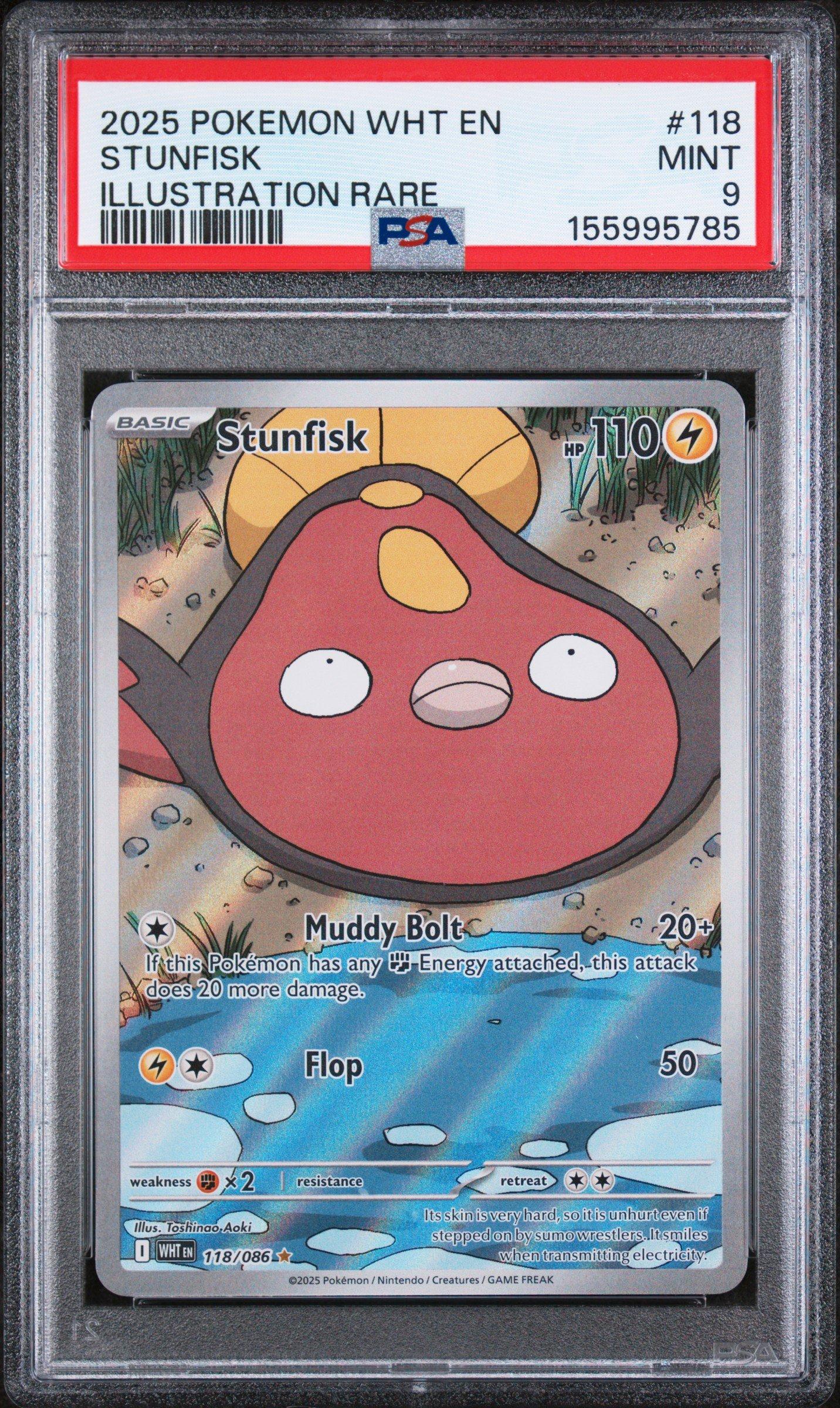 2025 Pokemon Wht En-white Flare 118 Stunfisk Illustration Rare PSA