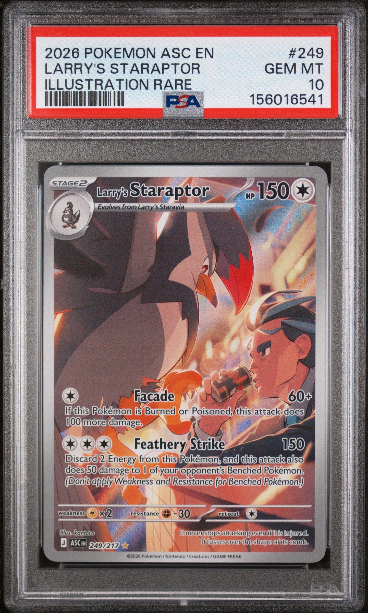 2026 Pokemon Asc En-Ascended Heroes 249 Larrys Staraptor Illustration Rare PSA 10