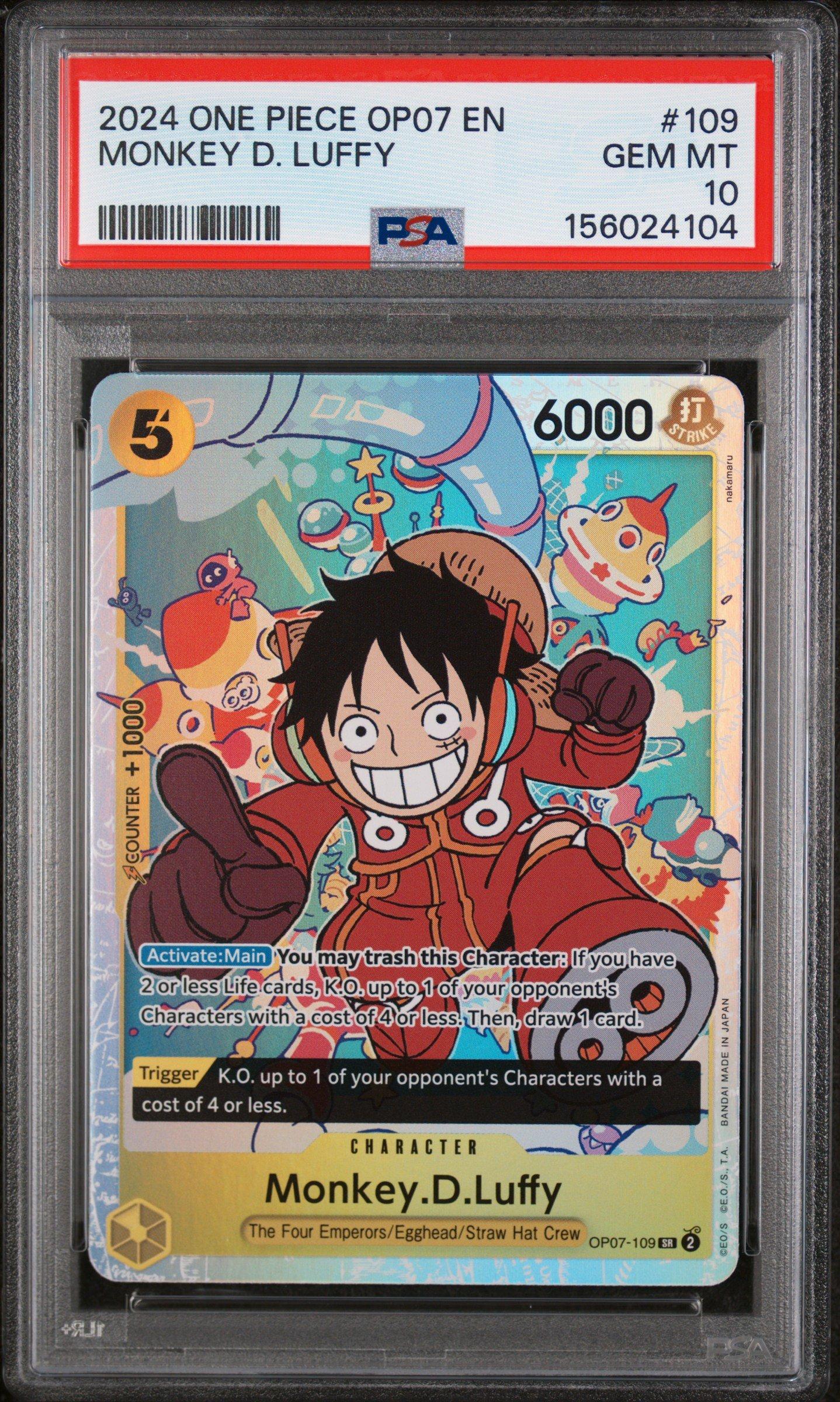 one piece tcg graded cards Monkey D Luffy PSA Magazine Promo | Extended Art Display Case for OPTCG One Piece Graded Cards 