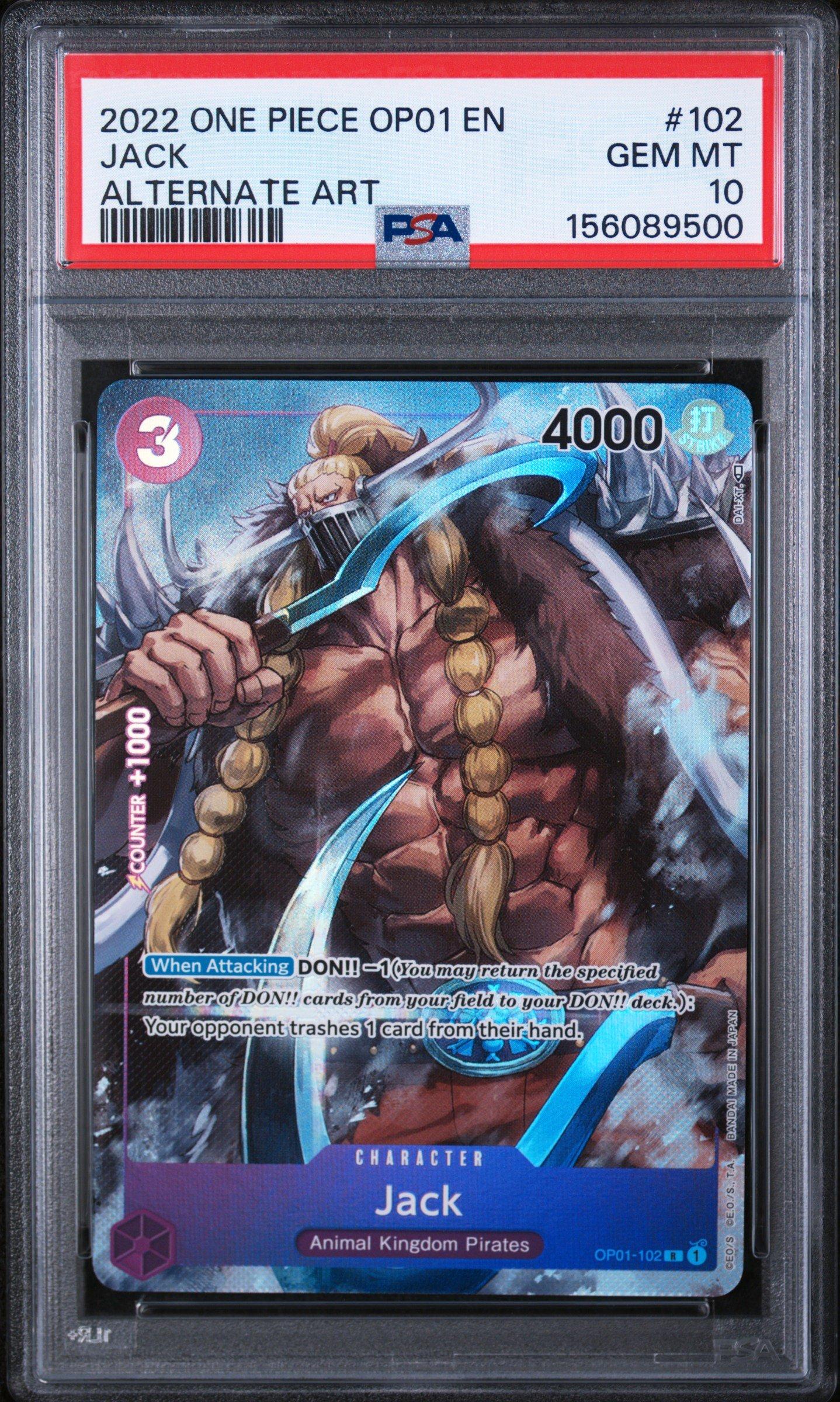 2022 One Piece Op01-romance Dawn 102 Jack Alternate Art PSA 10