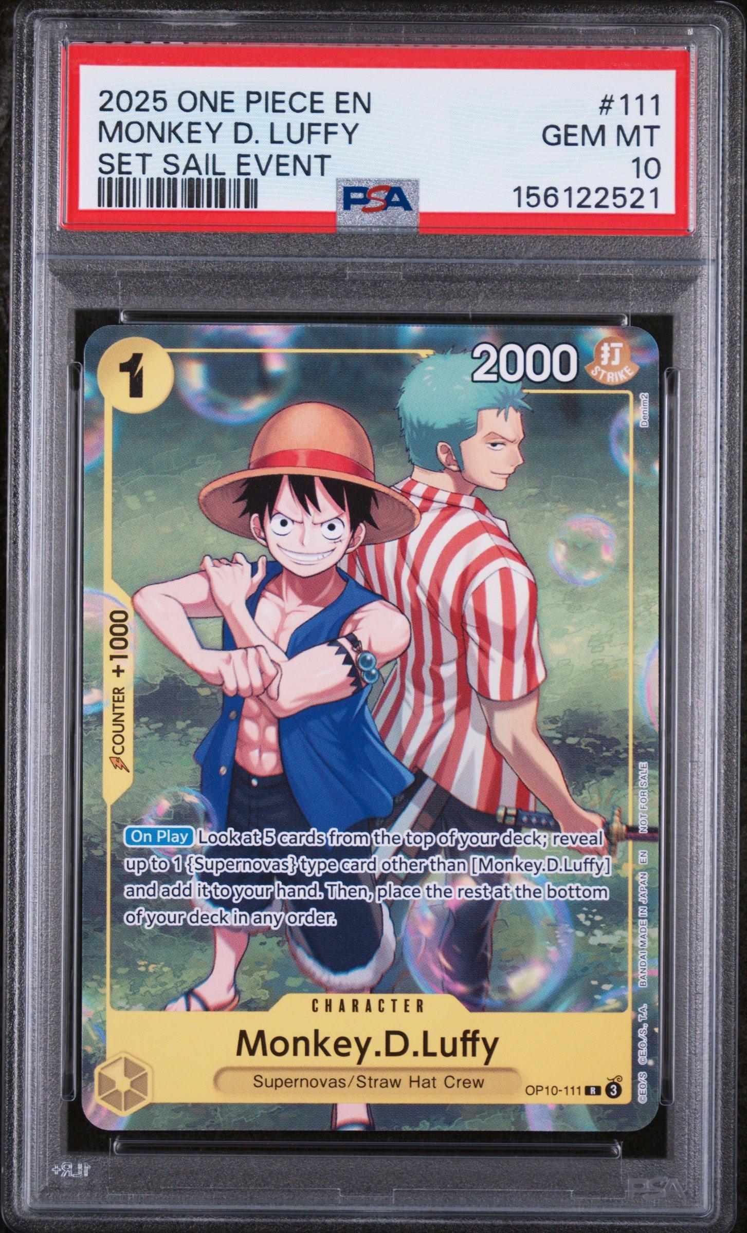 2025 One Piece Promos 111 Monkey D. Luffy Set Sail Event PSA 10