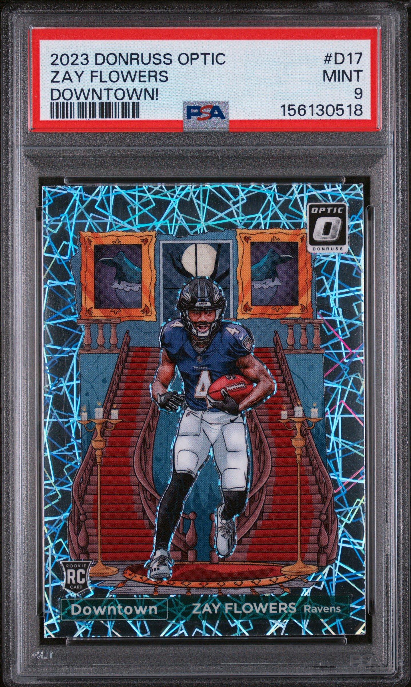 2023 Panini Donruss Optic Downtown! D17 Zay Flowers PSA 9 Graded