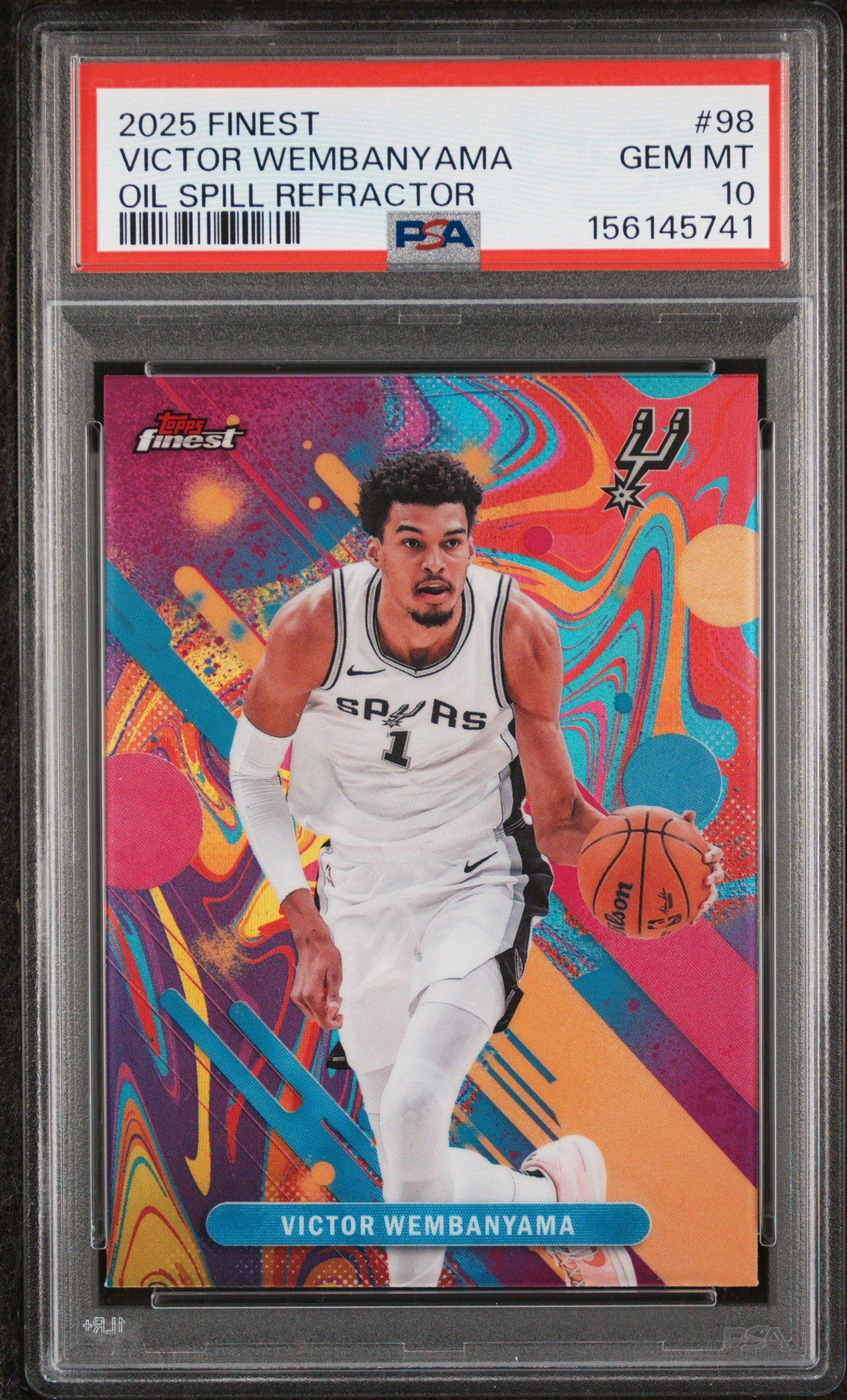 2025 Topps Finest 98 Victor Wembanyama Oil Spill Refractor PSA 10