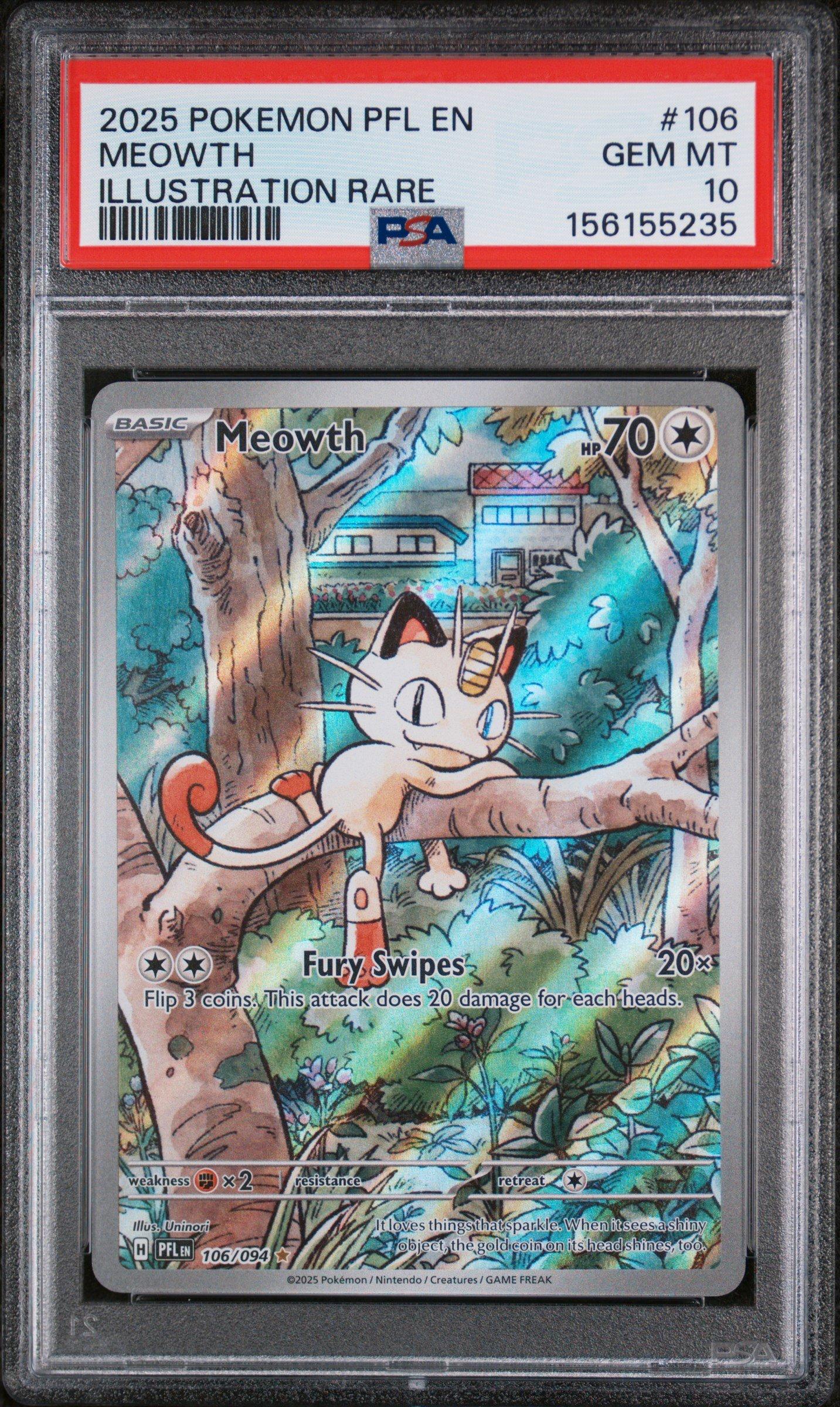 2025 Pokemon Pfl En-phantasmal Flames 106 Meowth Illustration Rare