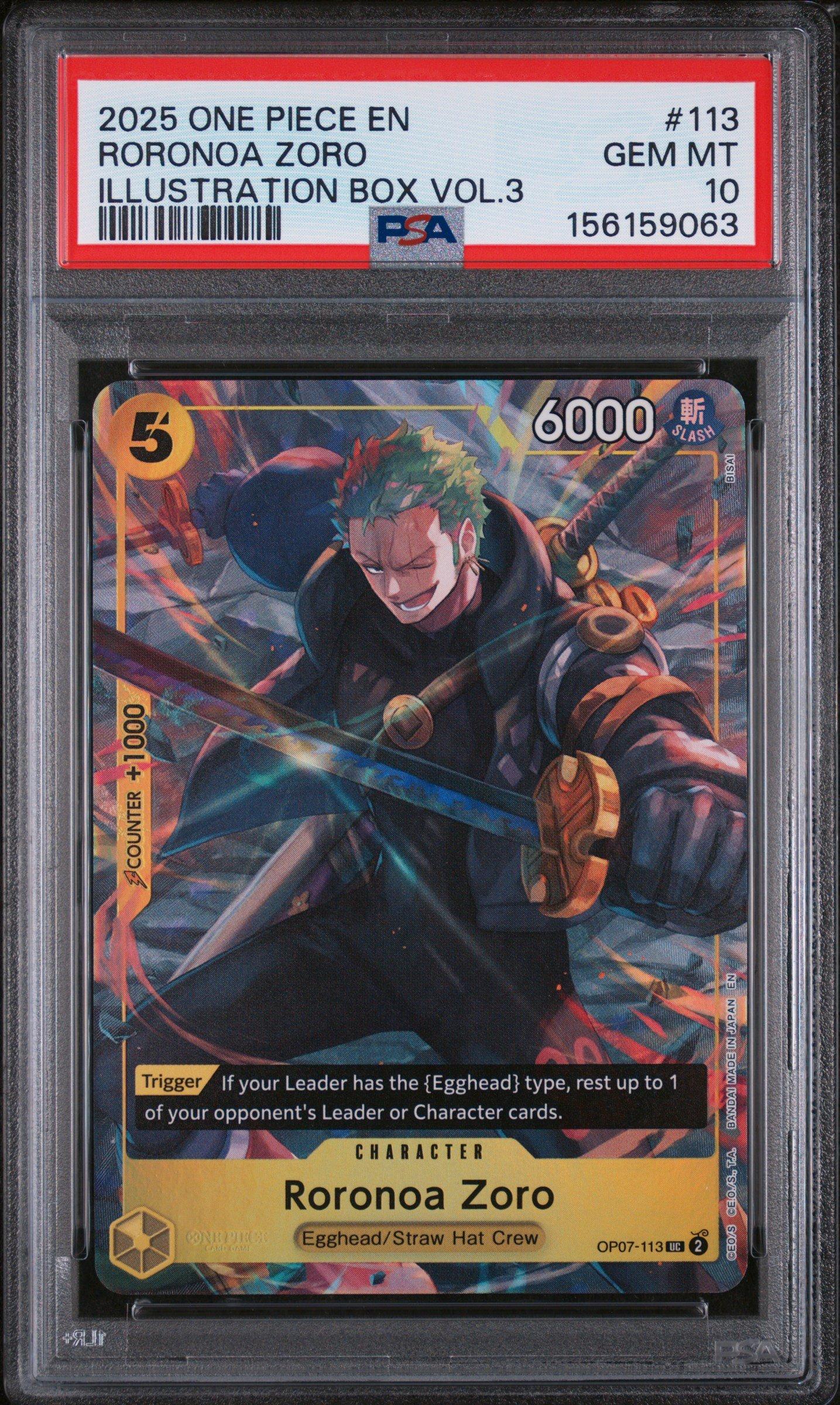 2025 One Piece Promos 113 Roronoa Zoro Illustration Box Vol.3 PSA
