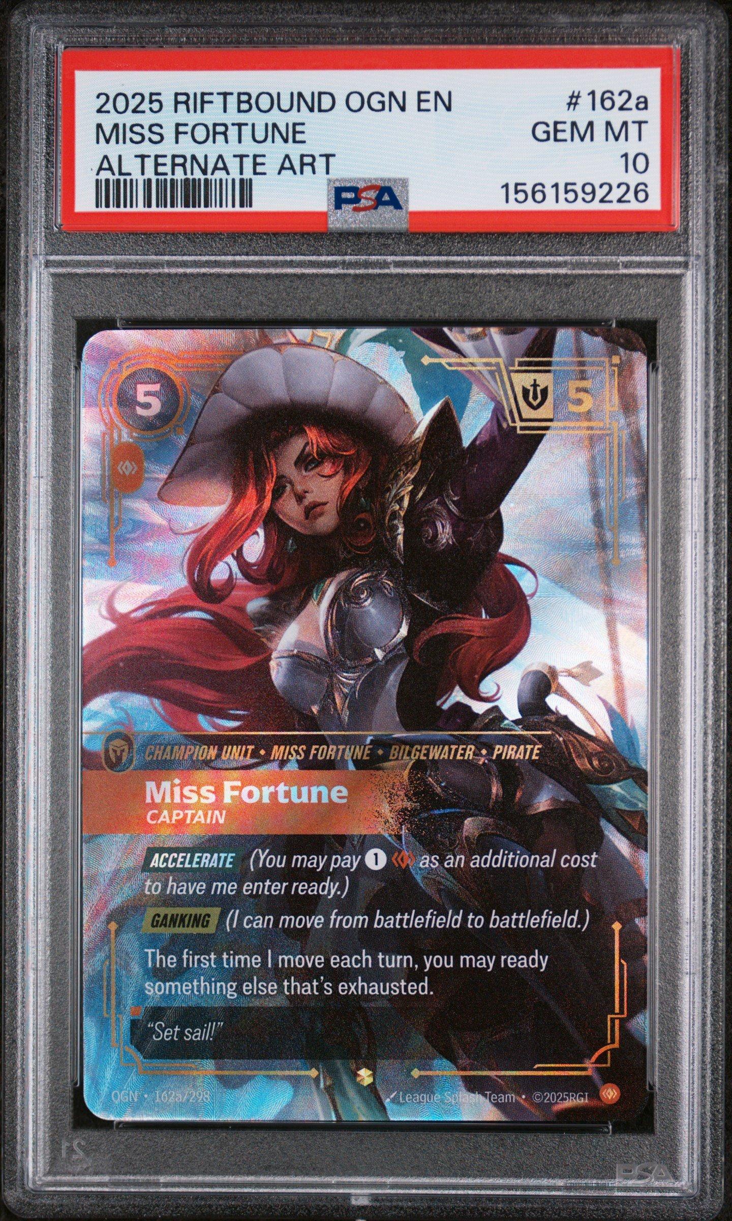 2025 Riftbound: League Of Legends Ogn-origins 162a Miss Fortune - Captain Alternate Art PSA 10
