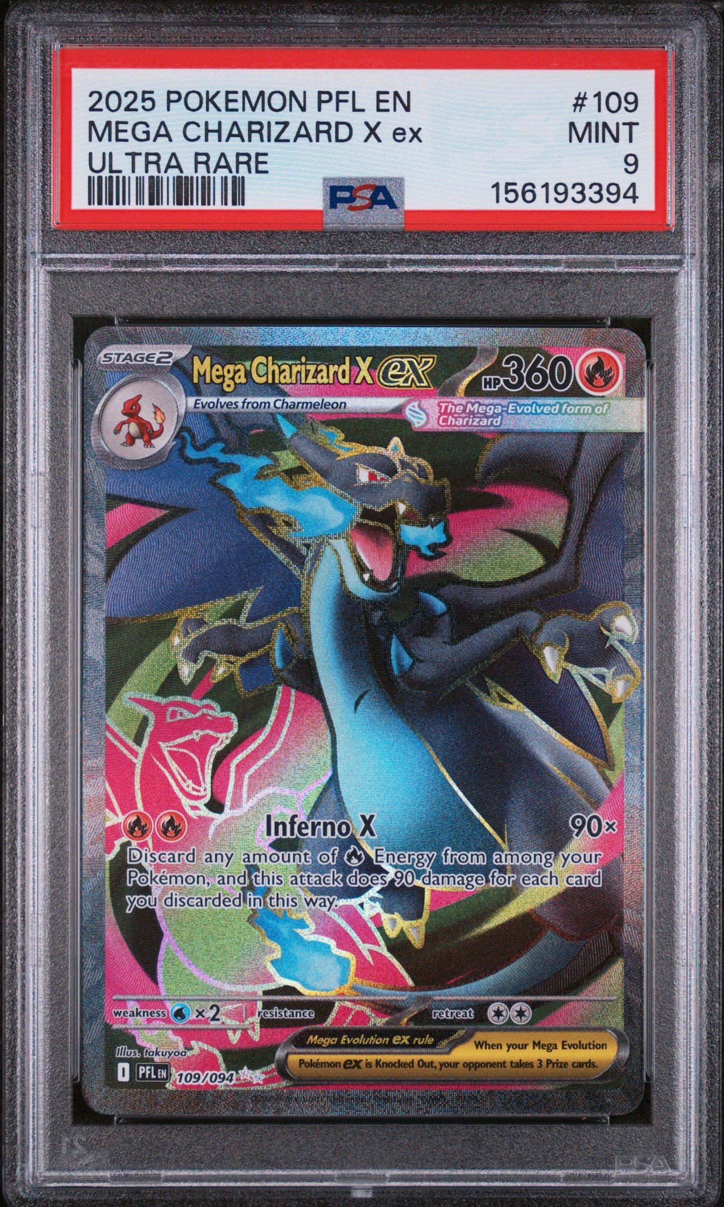 2025 Pokemon Pfl En-phantasmal Flames 109 Mega Charizard X Ex