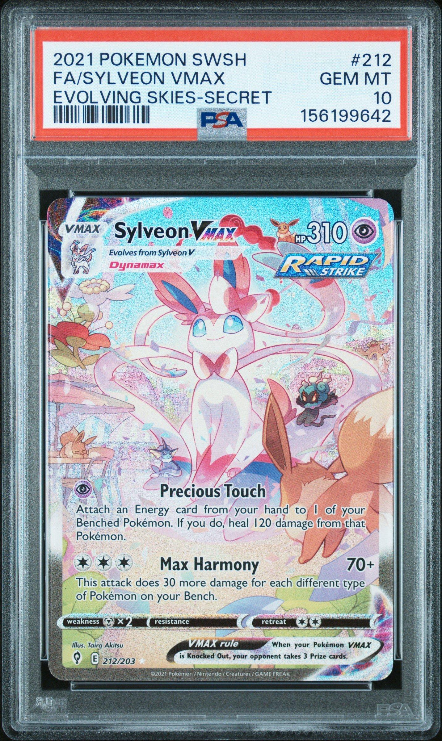 sylveon vmax pokemon card Evolving Skies Alt Art 212/203 PSA 10  TBC Games Crafted from premium virgin acrylic Sylveon VMAX TG15/30 - SWSH09