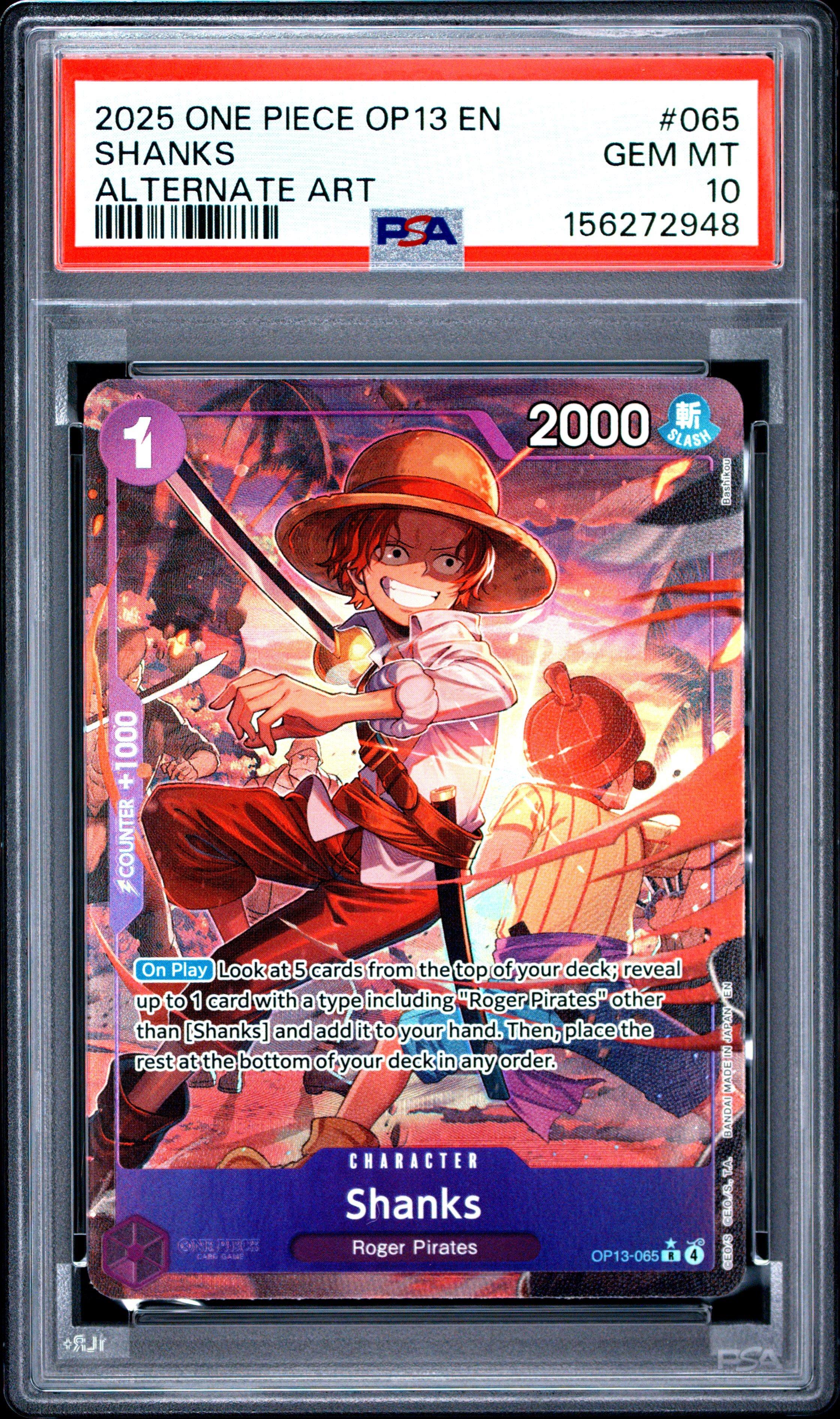 2025 One Piece Op13-carrying On His Will 065 Shanks Alternate Art