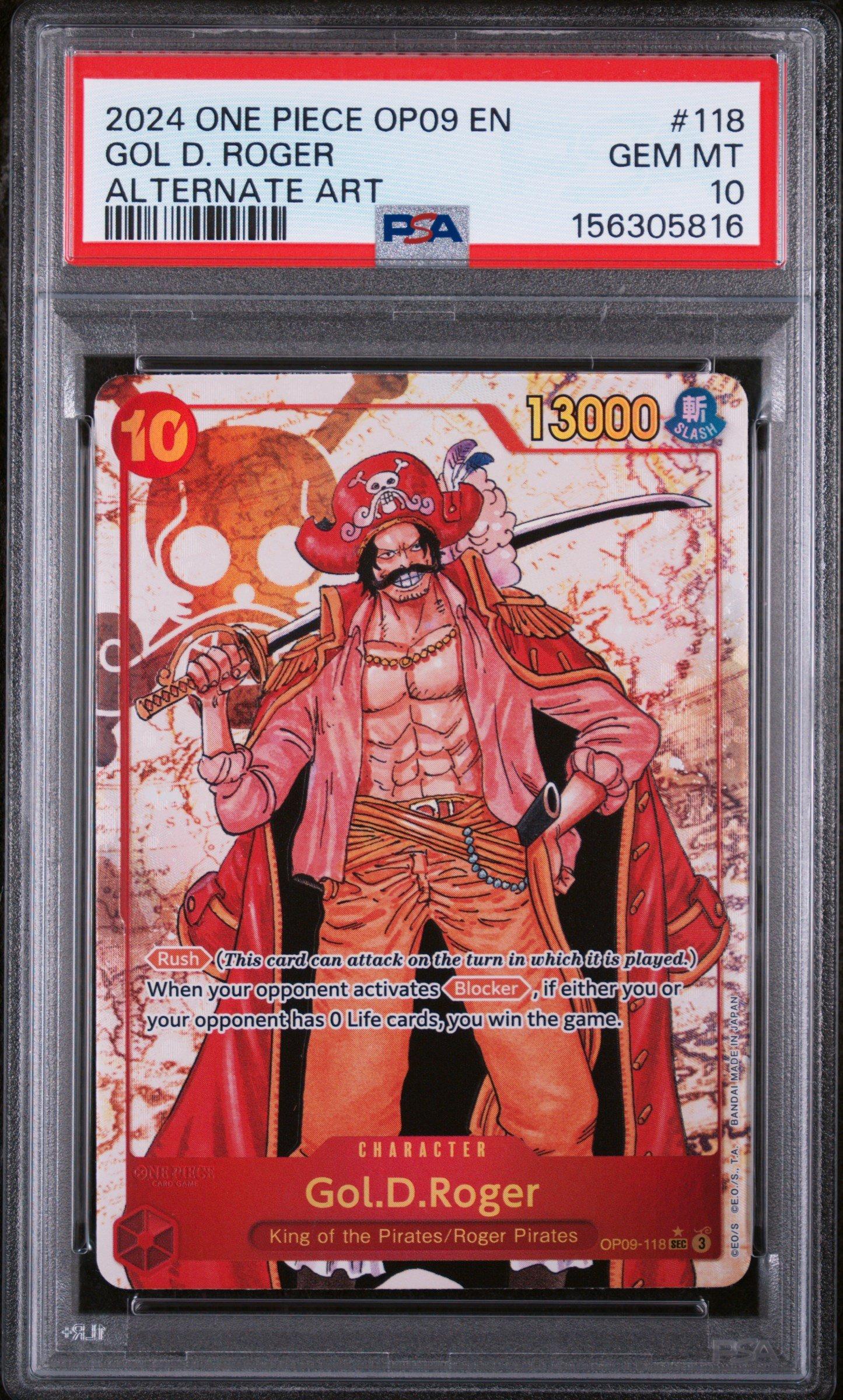 PSA10 ゴールド・D・ロジャー #118 ALT ART ワンピースカード PSA 10 Gol D. Roger OP09-118 Alt Art SEC Emperors in the New World