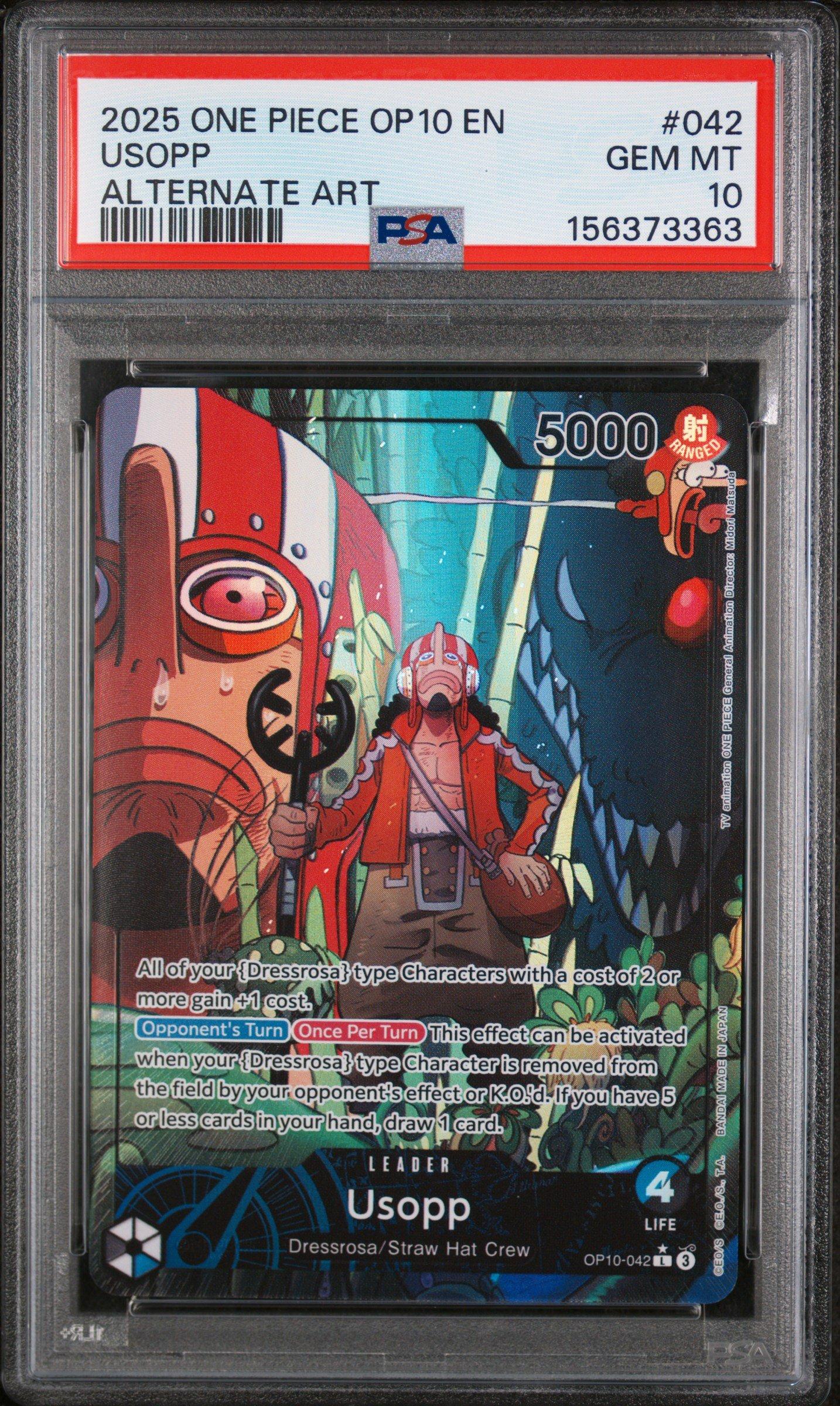 2025 One Piece Op10-royal Blood 042 Usopp Alternate Art PSA 10