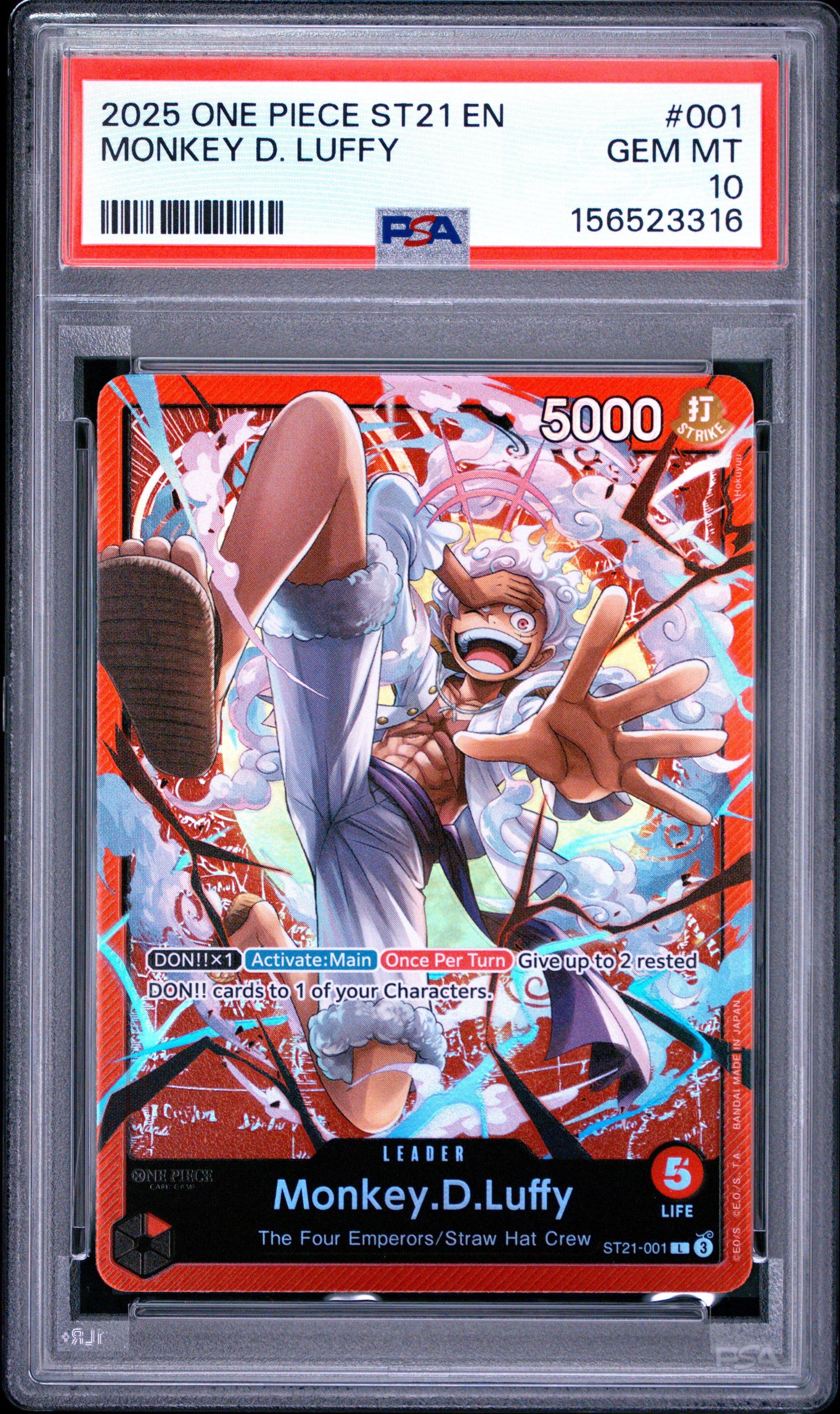 2025 One Piece Starter Deck St21-ex Gear 5 001 Monkey D. Luffy PSA