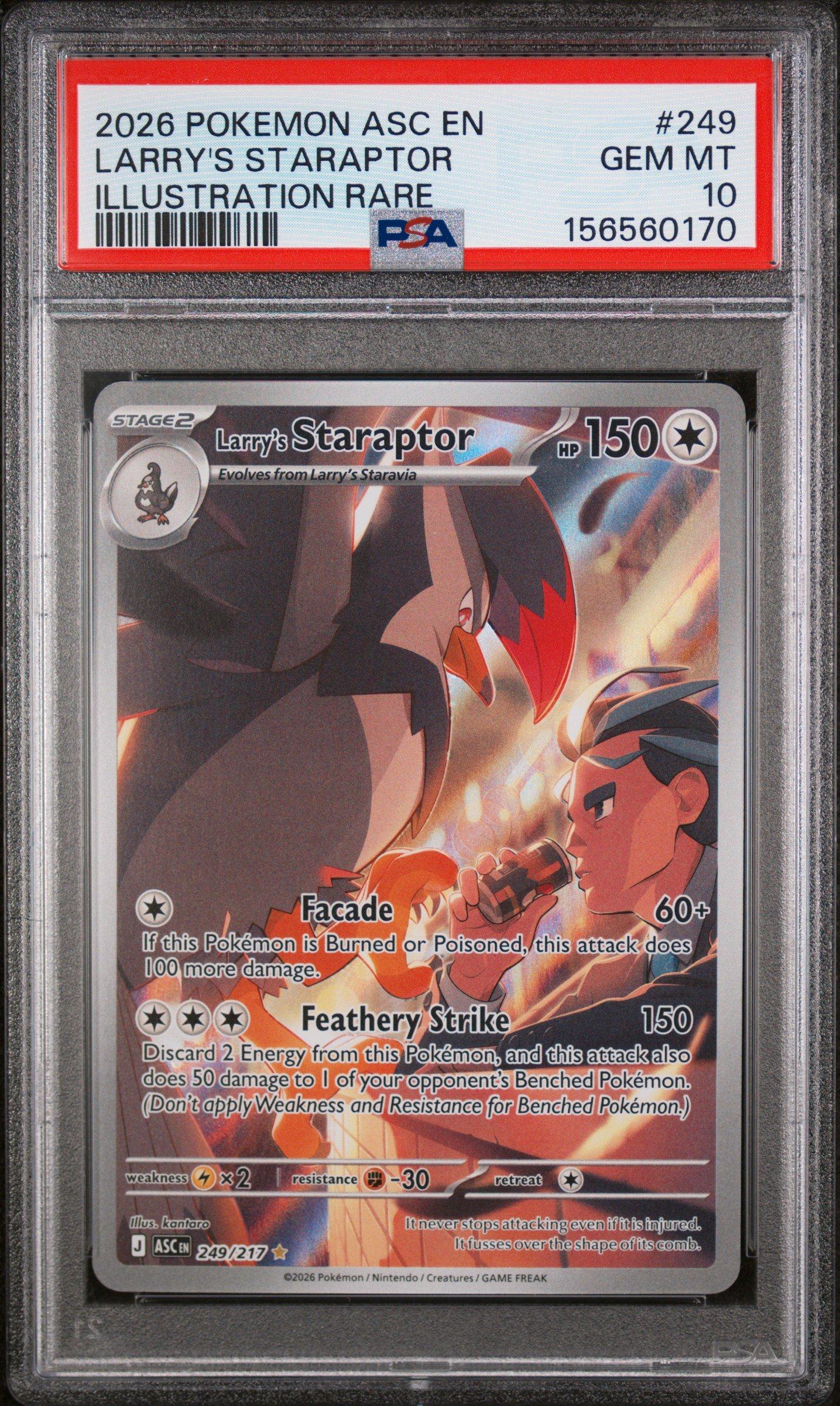 2026 Pokemon Asc En-Ascended Heroes 249 Larrys Staraptor Illustration Rare PSA 10