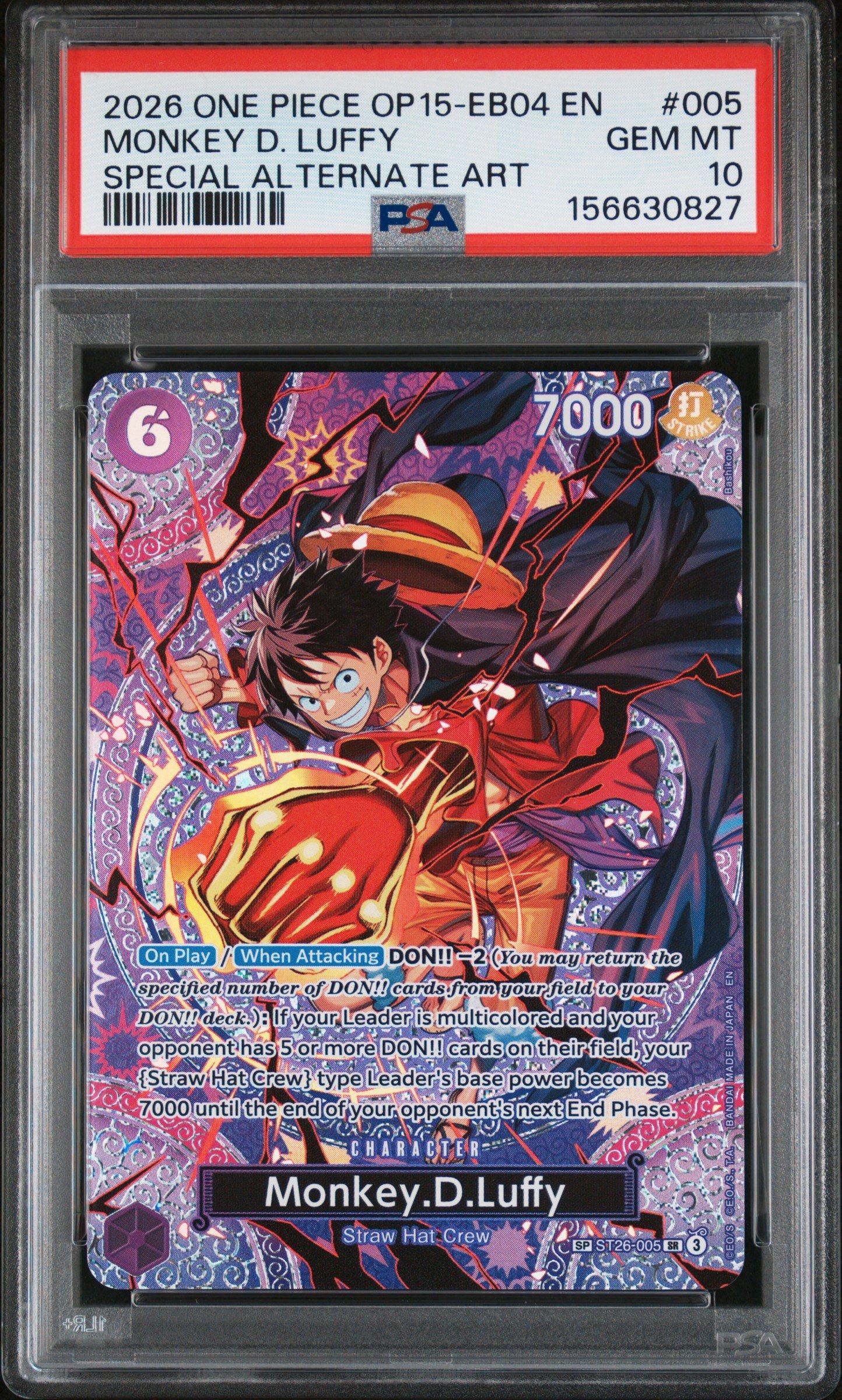 2026 ONE PIECE OP15 MONKEY D. LUFFY、PSA 2026 One Piece Op15-eb04-adventure On Kami's Island St26-005
