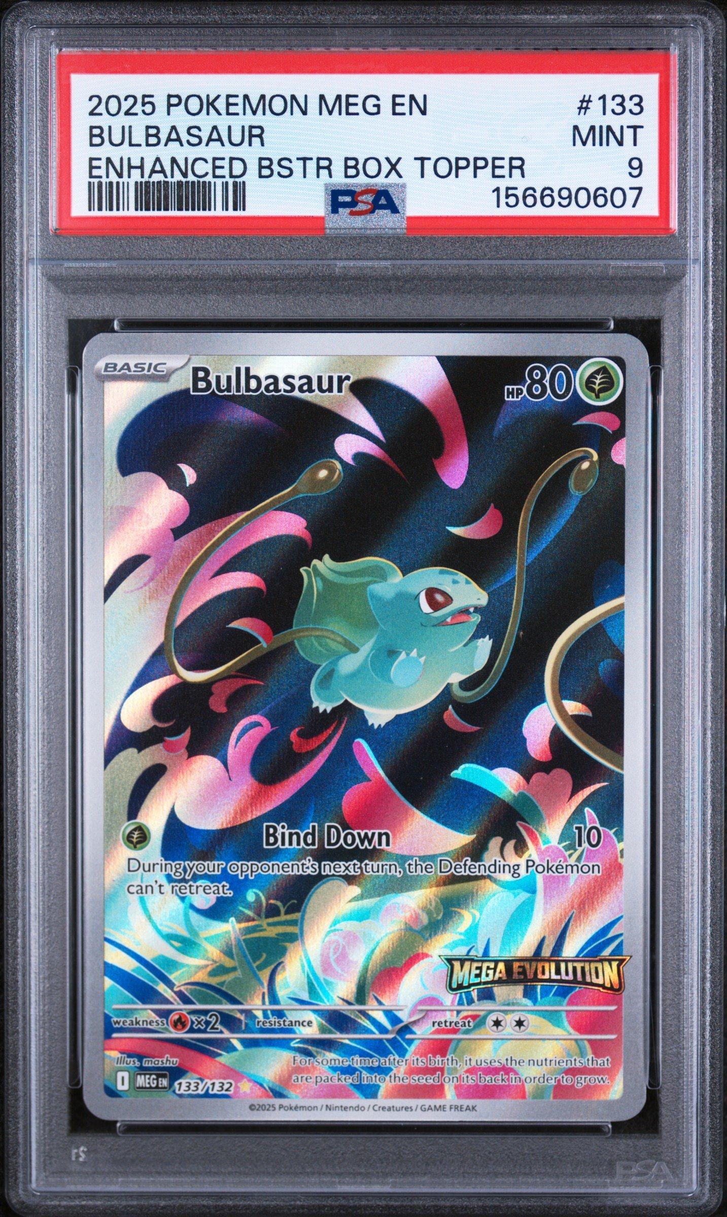 mega evolution booster box bulbasaur 2025 Pokemon Meg En-mega Evolution 133 Bulbasaur Enhanced Booster Box  Topper PSA 9 Graded Card