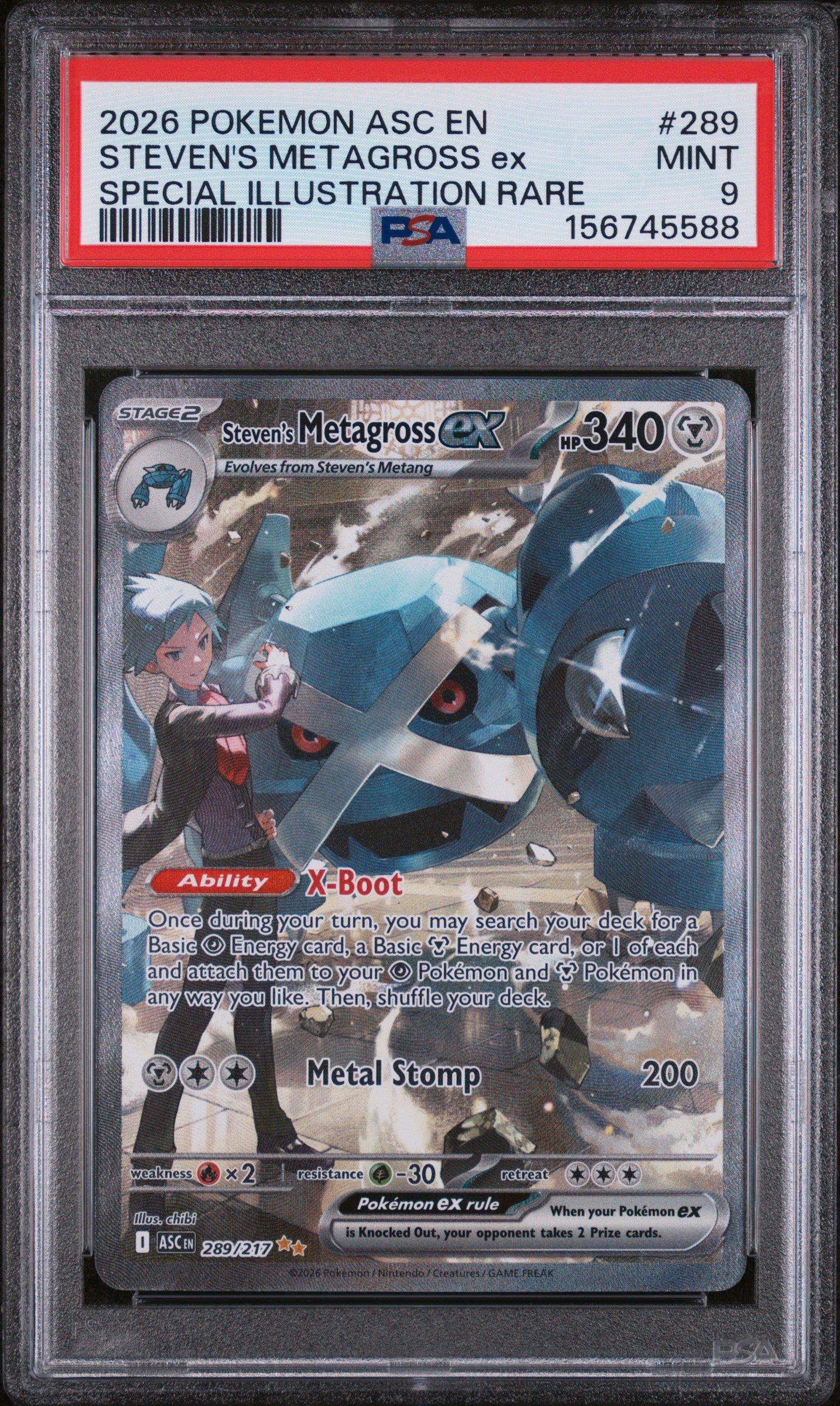 2026 Pokemon Asc En-Ascended Heroes 289 Stevens Metagross Ex Special Illustration Rare PSA 9