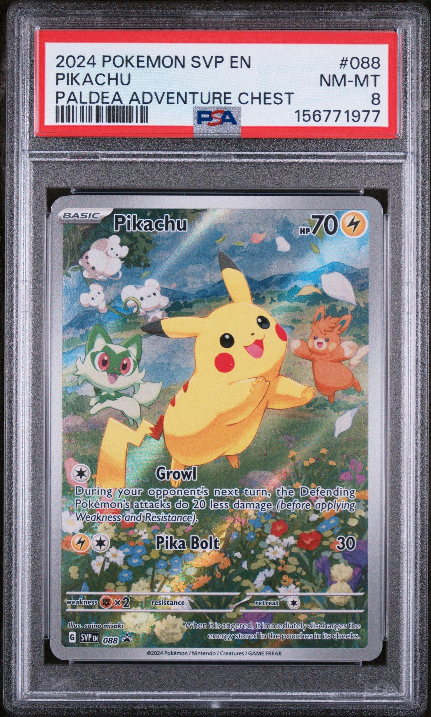 2024 Pokemon Svp En-sv Black Star Promo 088 Pikachu Paldea Adventure Chest  PSA 8 Graded Card | GameStop