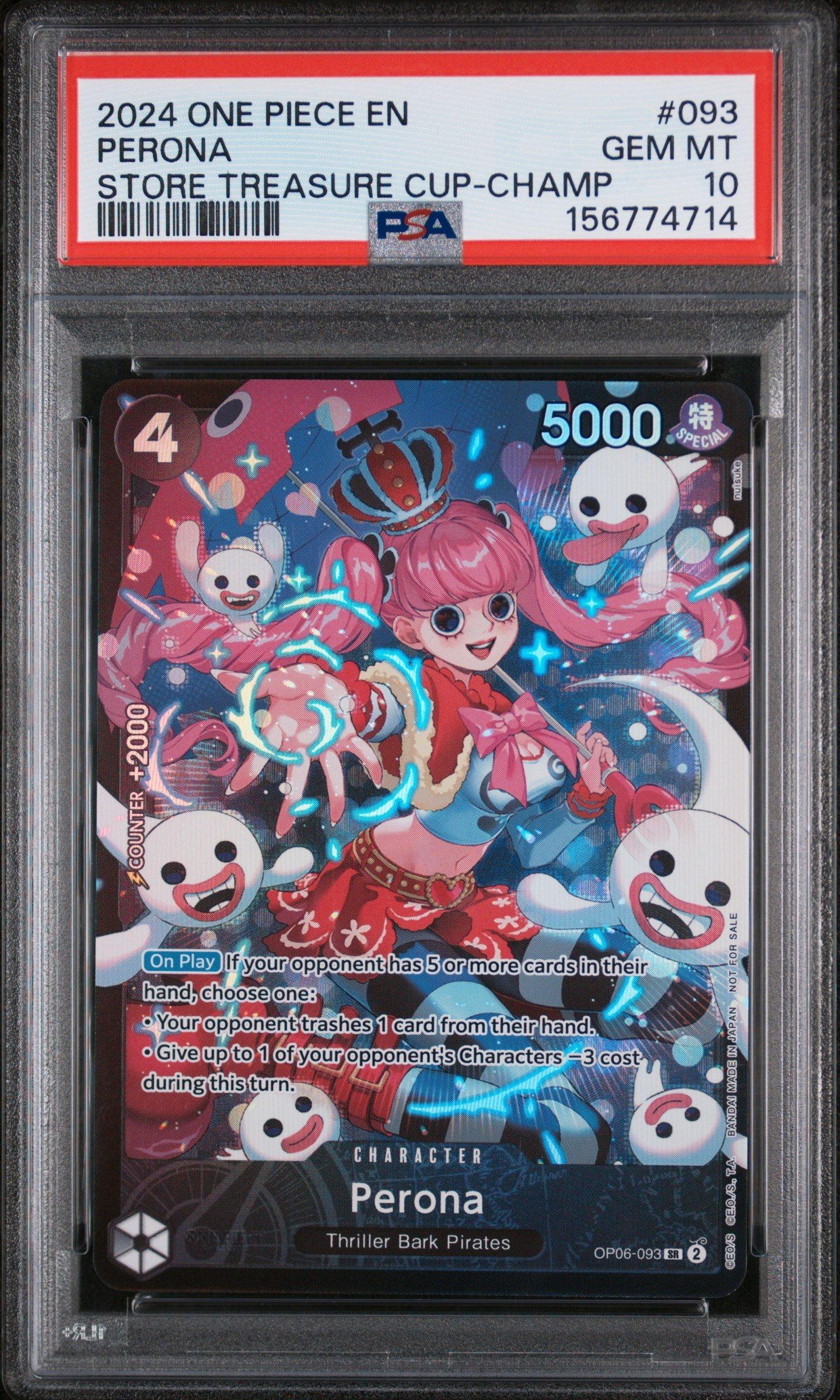 2024 One Piece Promos 093 Perona Store Treasure Cup-champion PSA 10