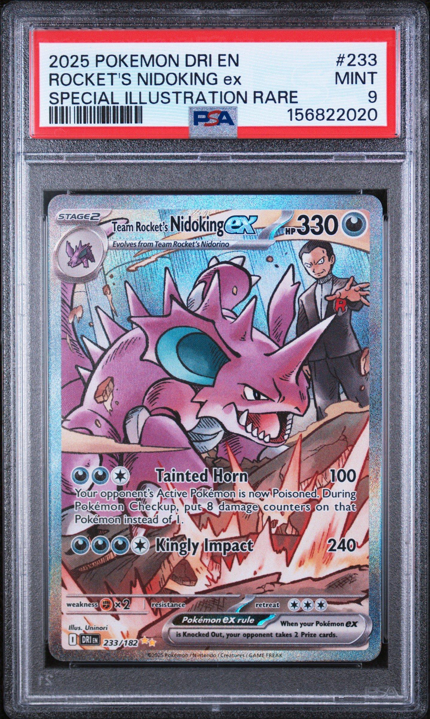 2025 Pokemon Dri En-Destined Rivals 233 Team Rockets Nidoking Ex Special Illustration Rare PSA 9