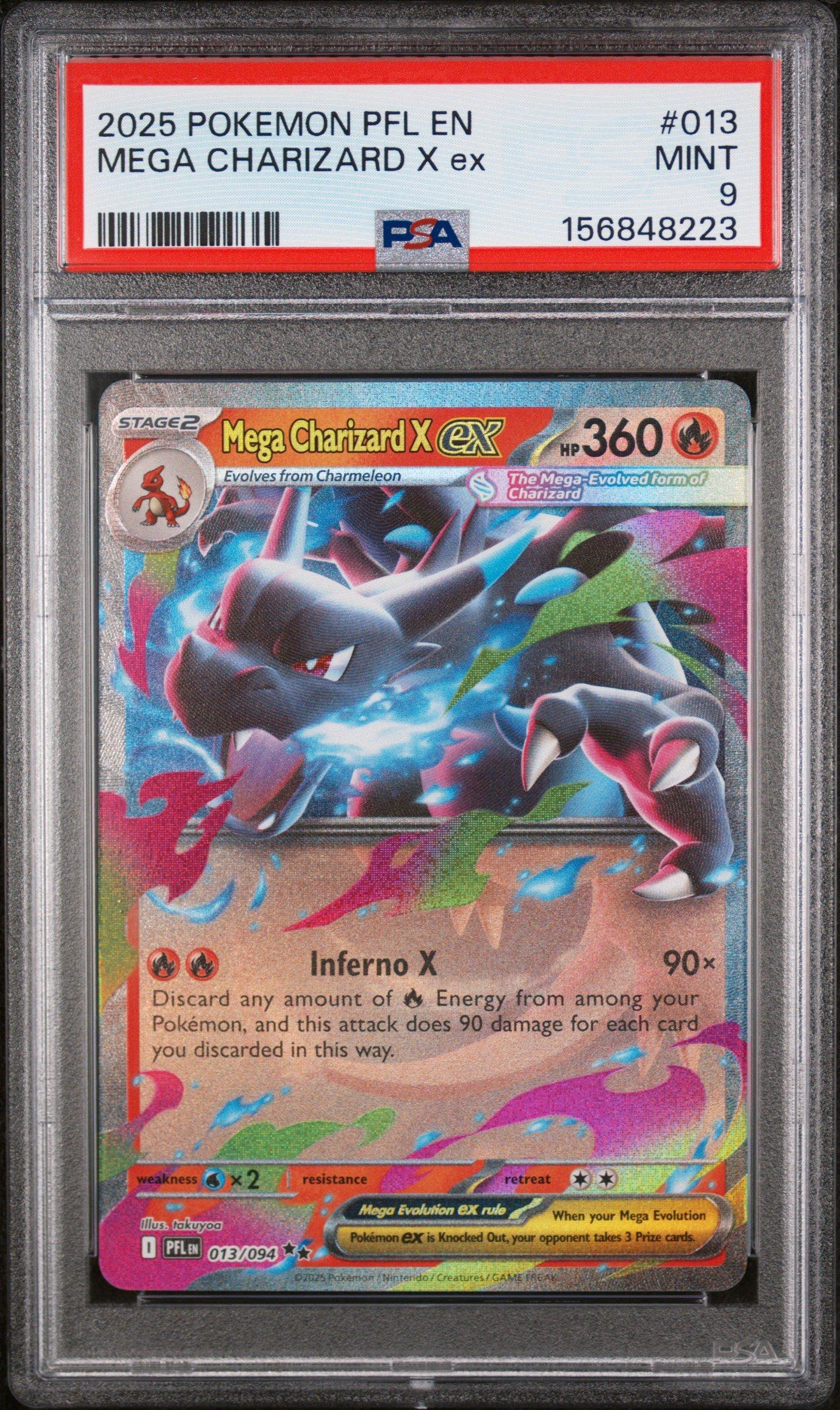 トランプ BLRD Marked set 2025 Pokemon Pfl En-phantasmal Flames 013 Mega Charizard X Ex PSA