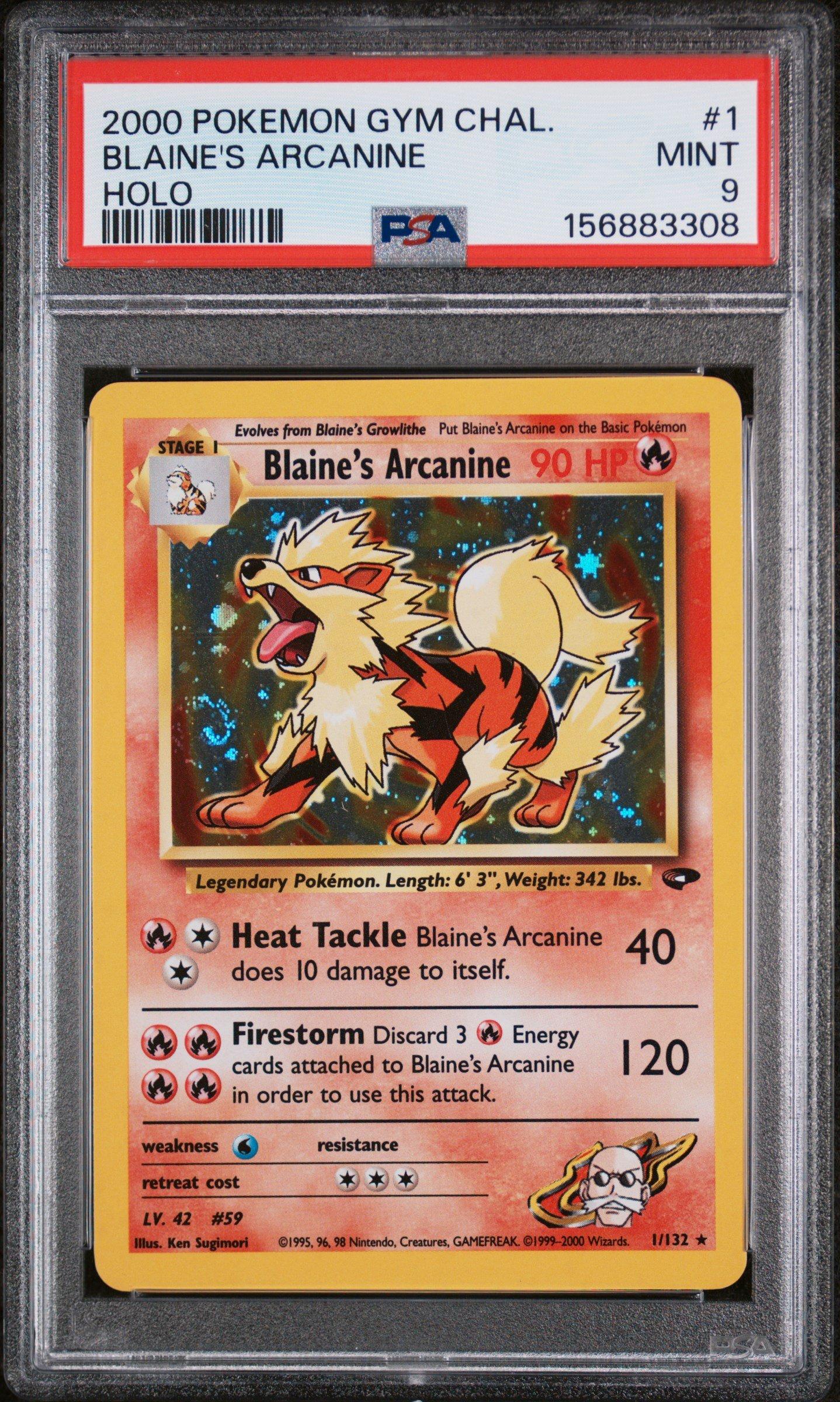 2000 Pokemon Gym Challenge 1 Blaine's Arcanine Holo PSA 9 Graded
